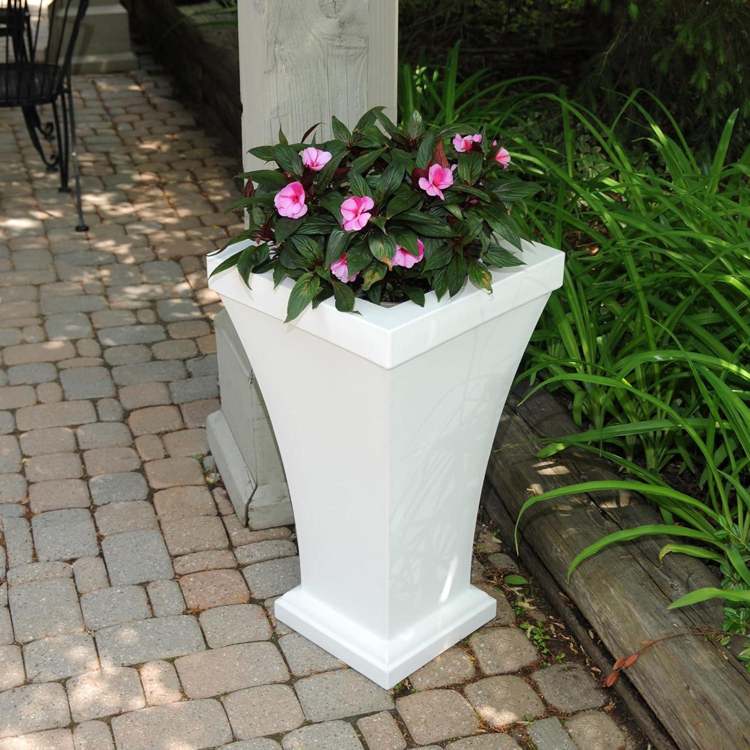 Mayne Bordeaux 28" x 16" x 16" Tall Self-Watering Polyethylene Planter - White