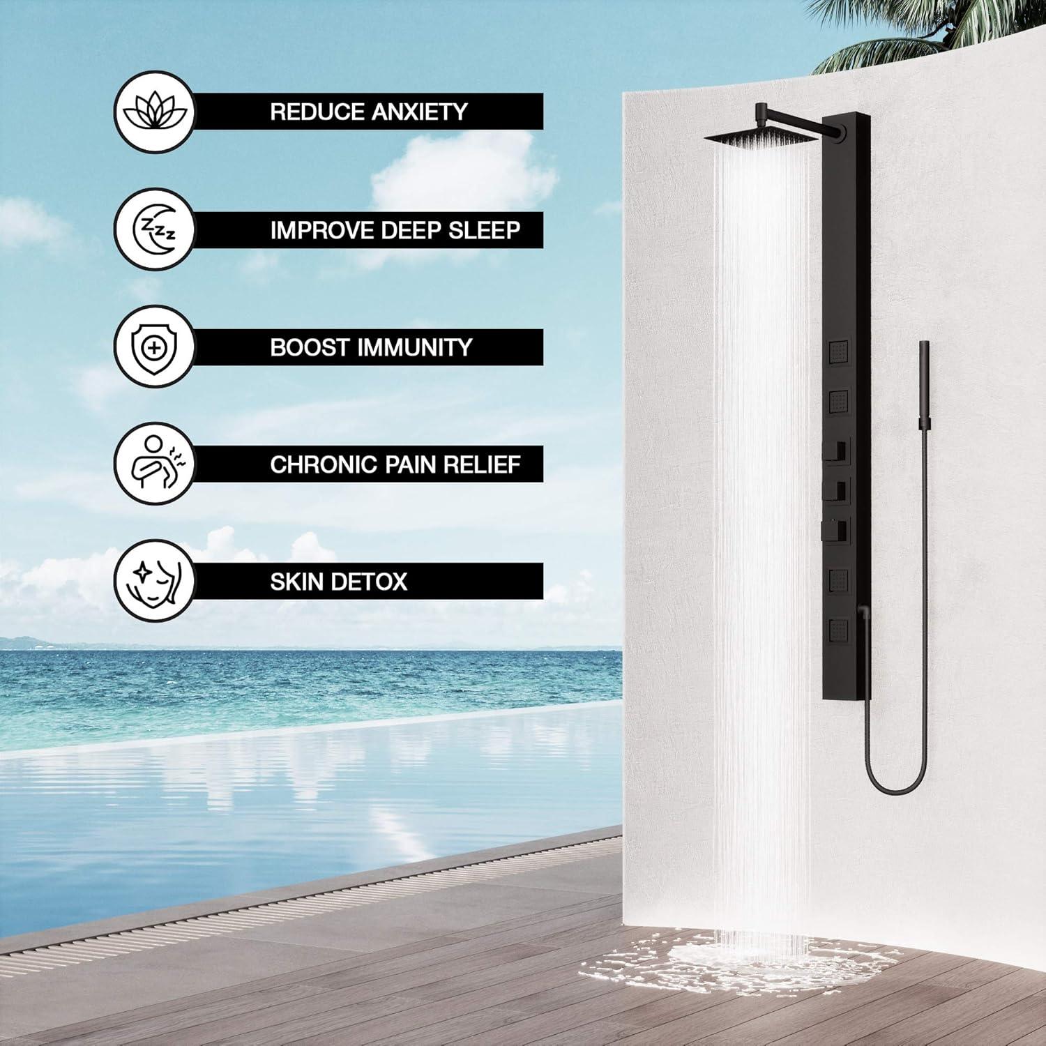 Sutton 58" H X 4" W EZDivert™ 4-Jet Shower System with Hand Shower Wand and Adjustable Shower Head