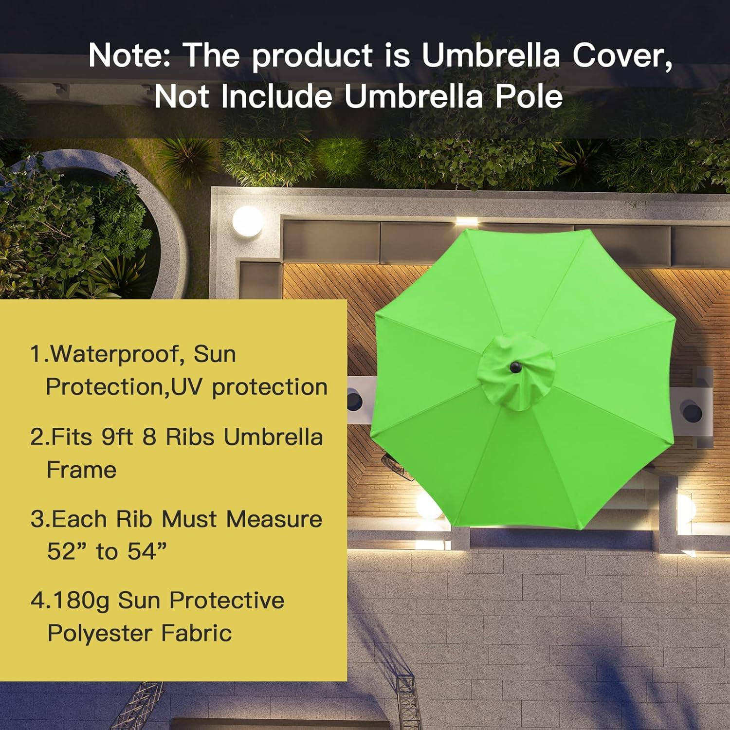 9 ft. Grass Green Polyester Cantilever Patio Umbrella Canopy