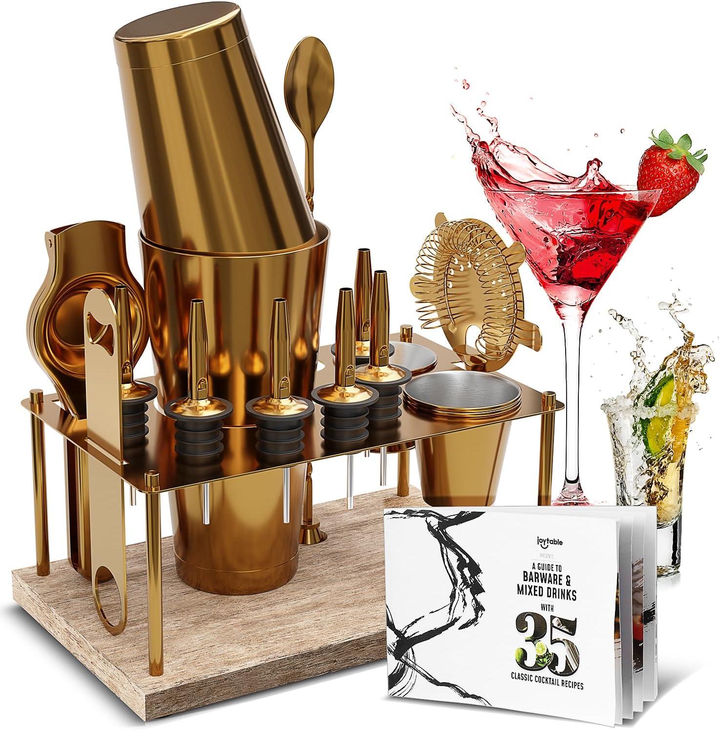 Joytable 16 Piece Stainless Steel Cocktail Shaker Bar Tool Set With Stand