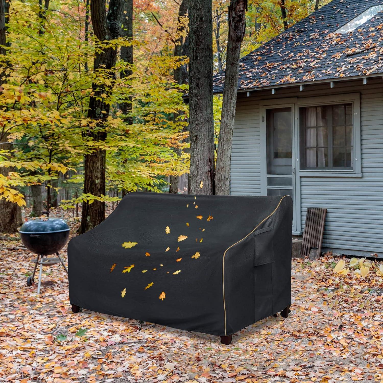 BINO Patio 3-Seater Sofa Cover,Outdoor Couch Cover Fits Up To 76W X 32.5D X 33H Inches,100% Waterproof Heavy Duty Patio Furniture Covers,Beige & Gray-Green