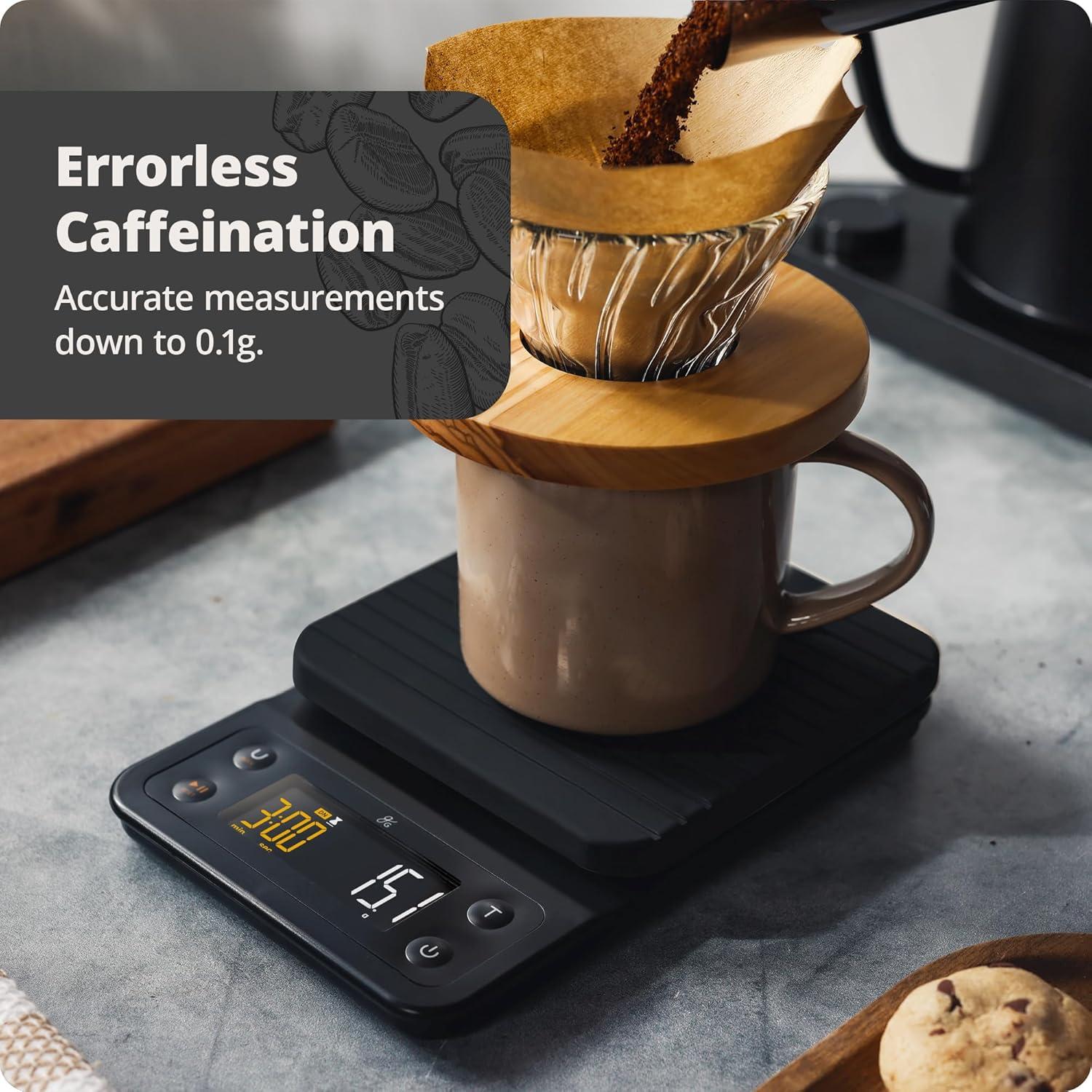 Onyx Black Digital Coffee Scale with Timer and Silicone Cover