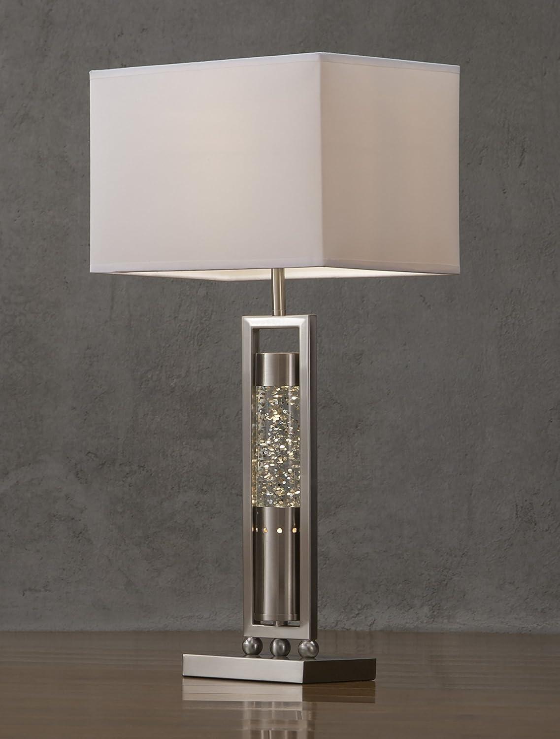 Lexicon Modern Metal Base Table Lamp in Satin Nickel