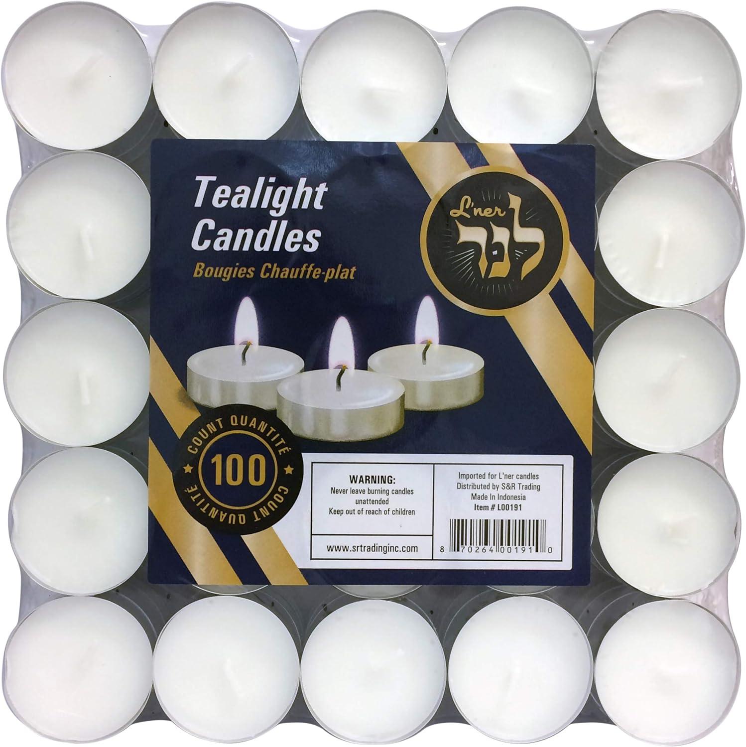 Lner 100 Pack Unscented White Tea light Candles Burns Aprx. 3.5 Hour