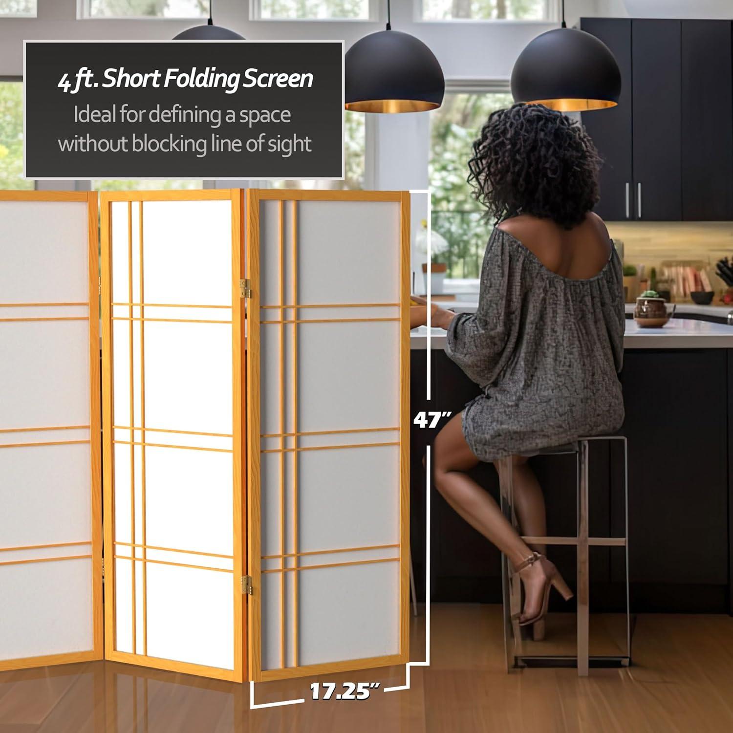 48" x 42" Double Cross Shoji 3 Panel Room Divider