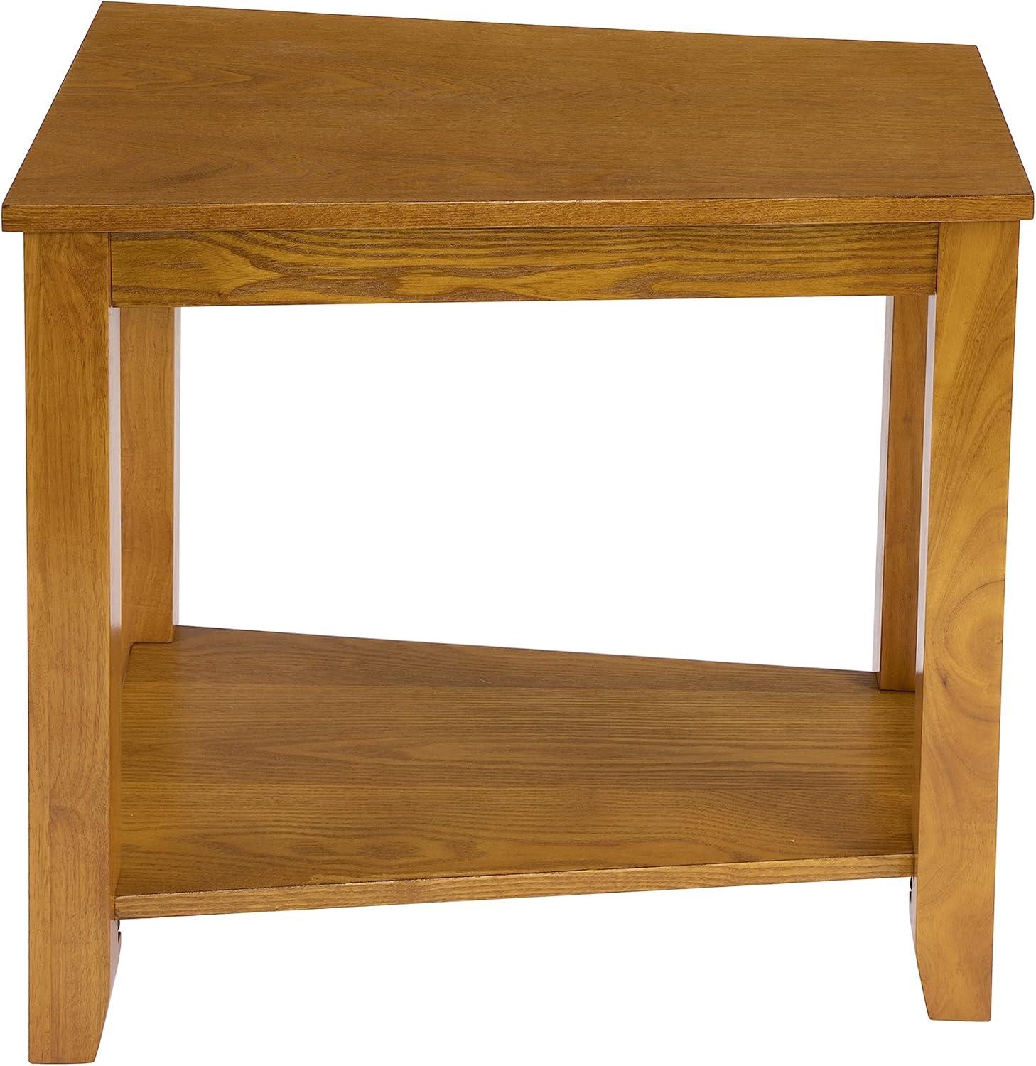 Homelegance Elwell Wood Modern Living Room Wedged Chairside Side Table, Oak