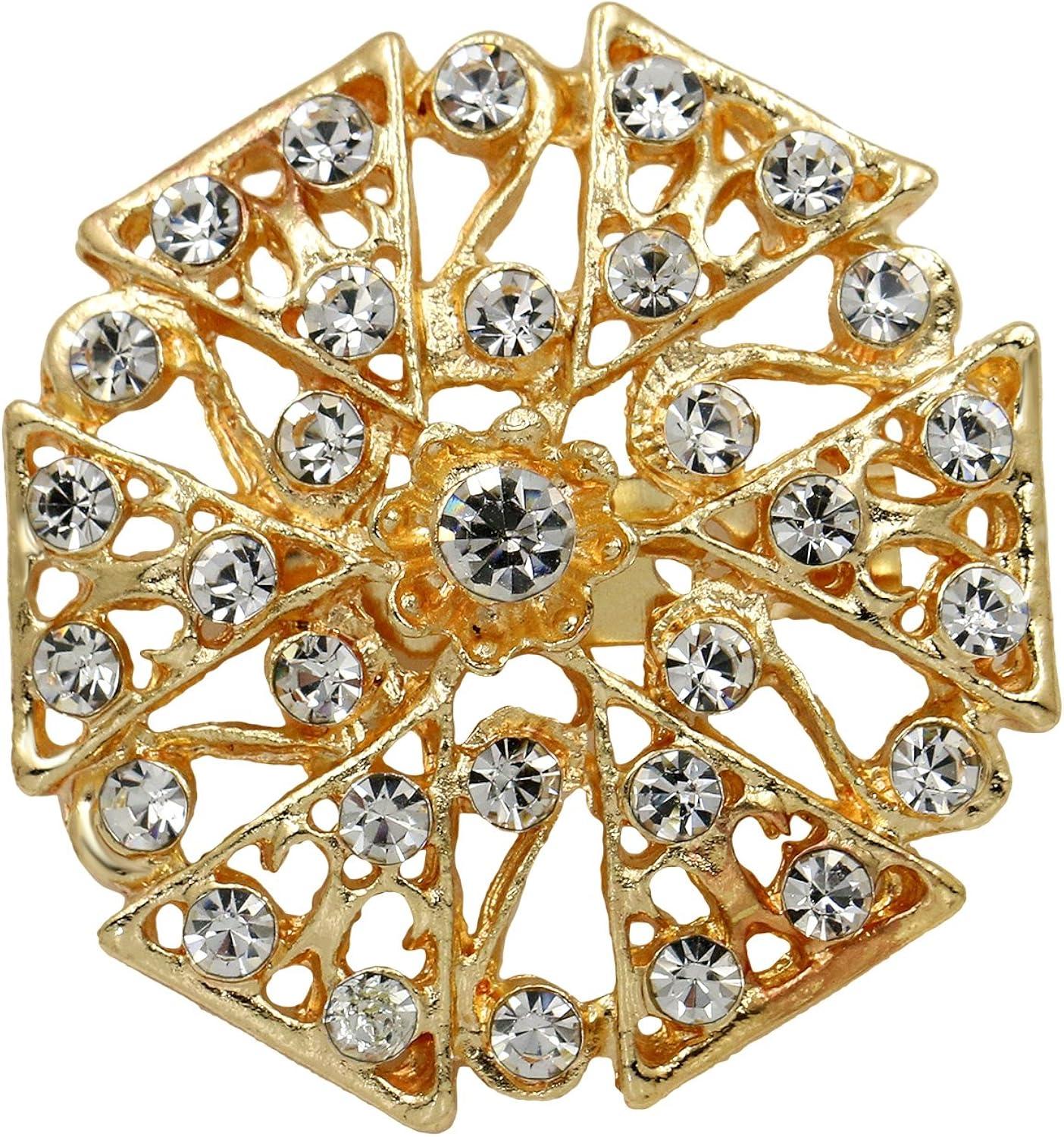 Zhouqiannn Exquisite Alloy Brooches with Rhinestones 24pc Golden Set for Wedding Bouquets and Dresses Birthday Party Event Wristbands Event Dress Party Flag Tropical Party Decorations Party Dress for