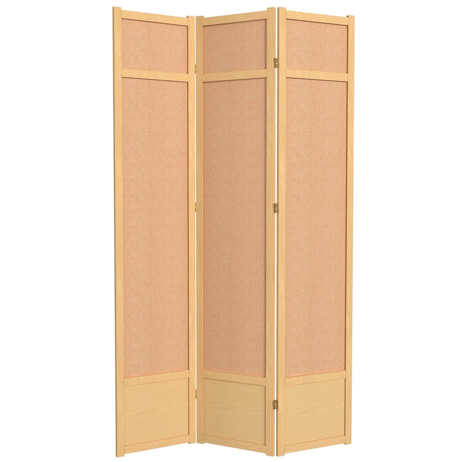 Oriental Furniture 7 Ft Tall Jute Shoji Screen, natural, 3 panel
