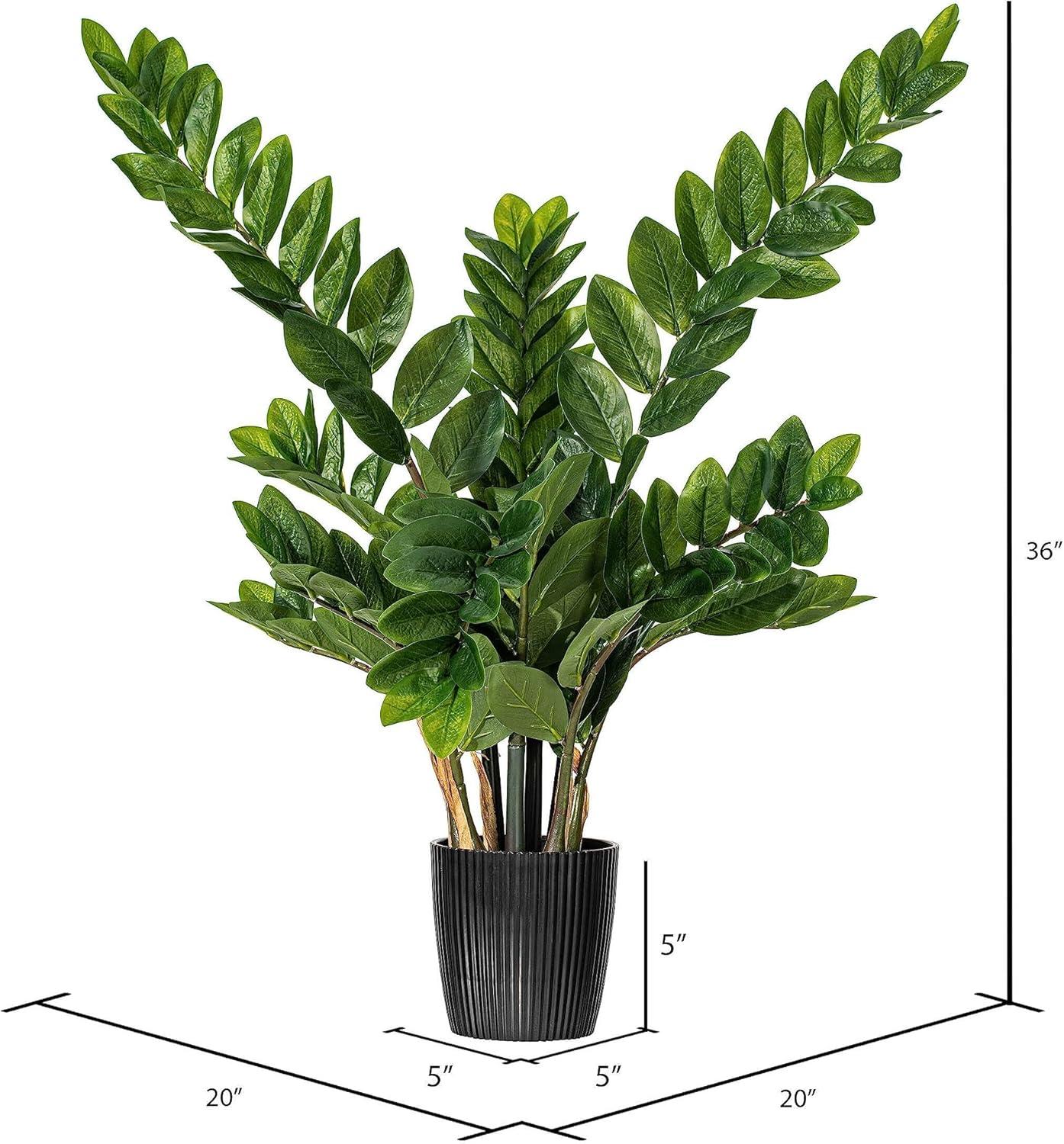 Vickerman 36" Potted Green Zamifolia Artificial Bush.