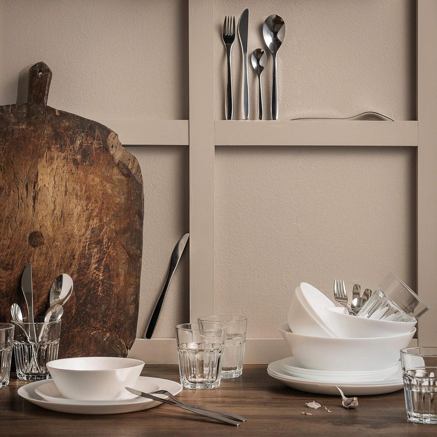 Elegant White Tempered Glass Serving Bowls Set of 6