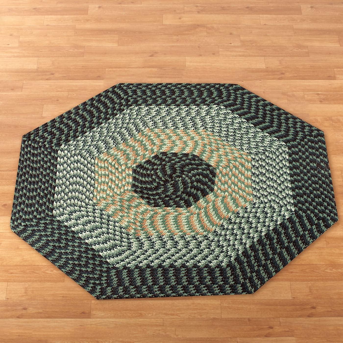 Collections Etc Alpine Braided Accent Rugs Green - Octagon - 4' Octagon