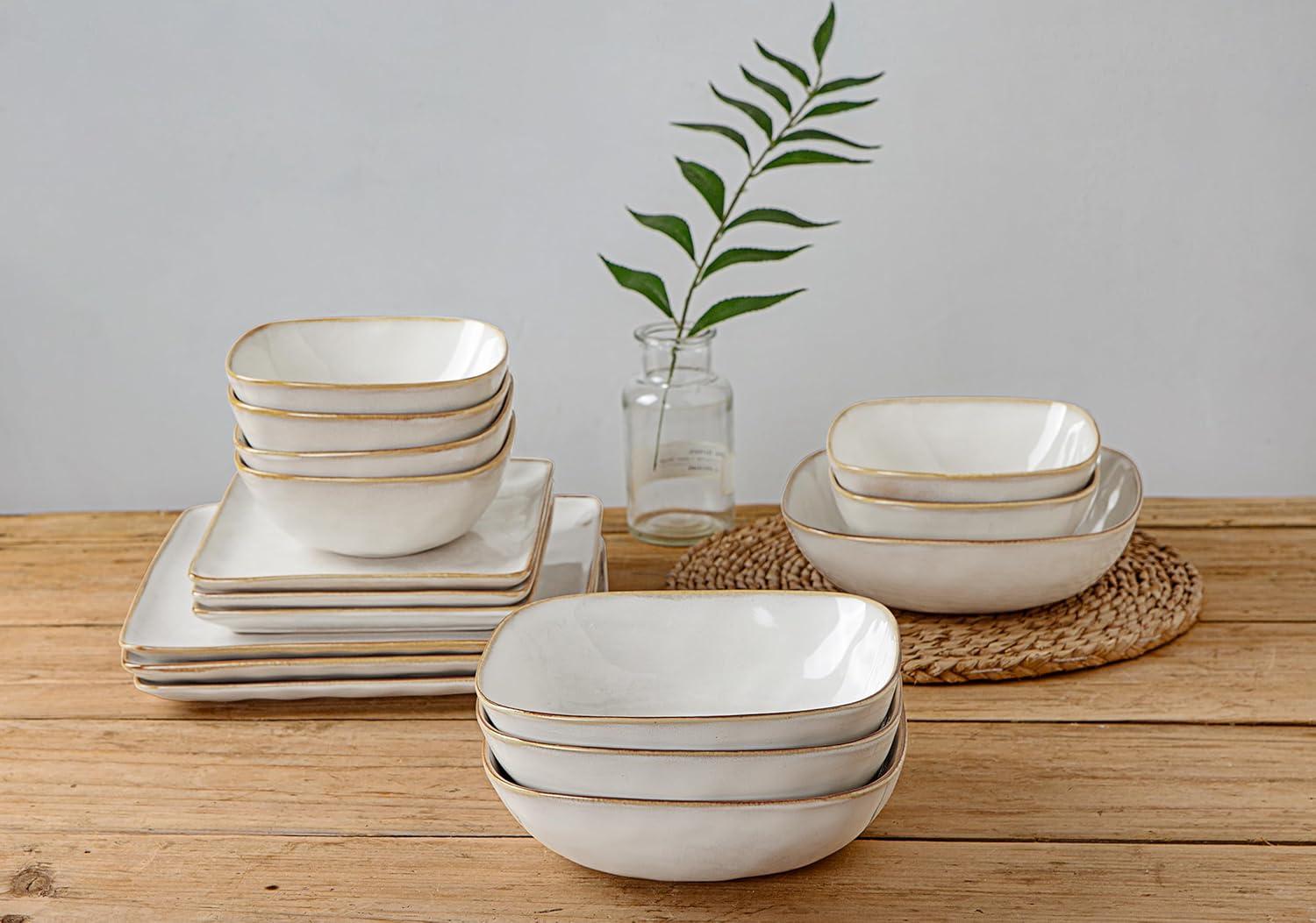 Famiware 8'' Stoneware Large Square Pasta Bowl (Set of 4)