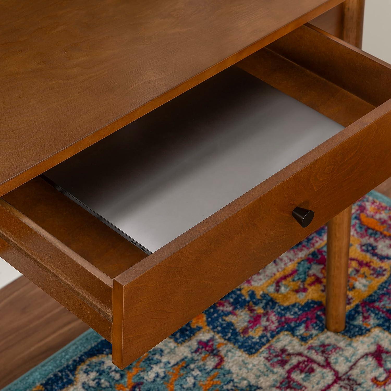 Mid-Century Walnut Writing Desk with Black Drawer Knob