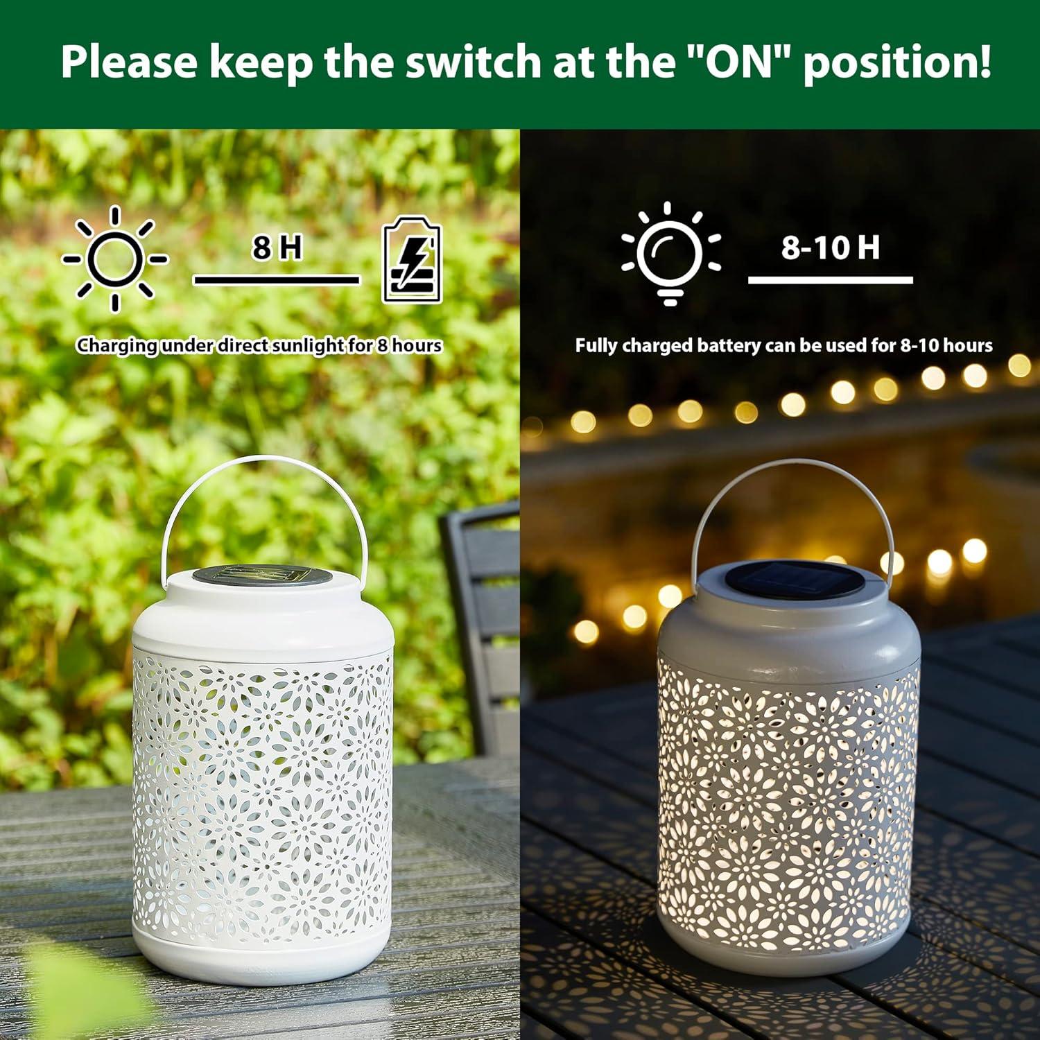 8.75" H Metal Wire Solar Powered Outdoor Hanging Lantern