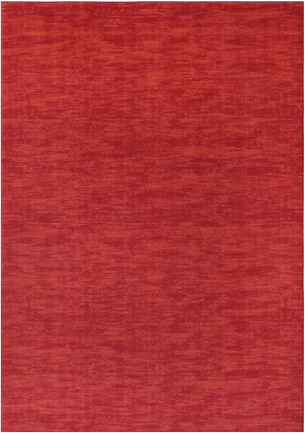 GlowSol 4' x 6' Red Solid Area Rug Soft Low-Pile Non-Slip Modern Machine Washable Area Rug Indoor Carpet for Living Room Bedroom Kids Room