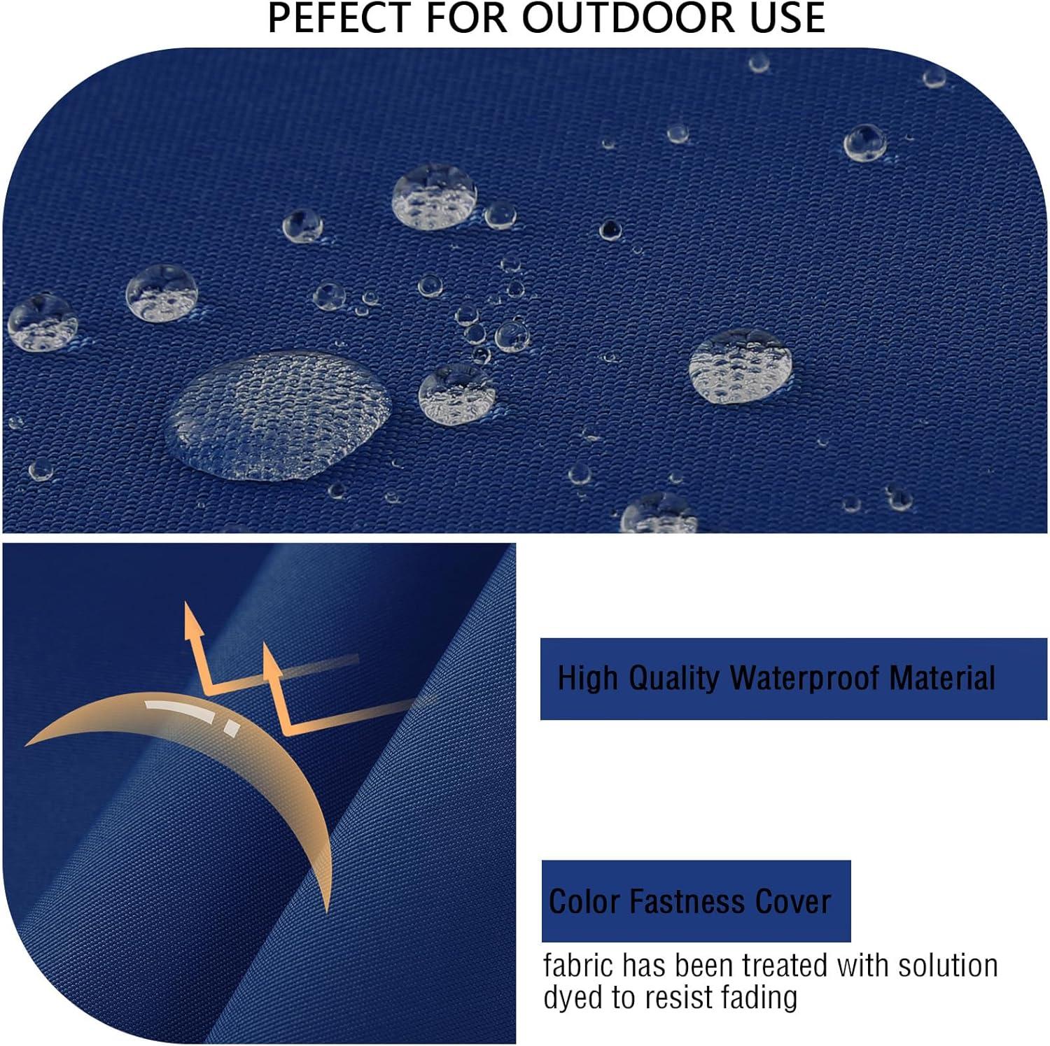 idee-home Outdoor Chair Cushions Set of 2, Waterproof Outdoor Seat Cushions for Patio Furniture, Outside Replacement Chair Pad with Ties for Lawn Deck Porch, 19 x 19 Navy Blue