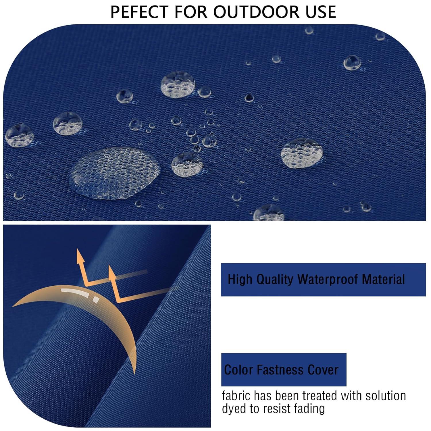 idee-home Outdoor Chair Cushions Set of 2, Waterproof Outdoor Seat Cushions for Patio Furniture, Outside Replacement Chair Pad with Ties for Lawn Deck Porch, 19 x 19 Navy Blue