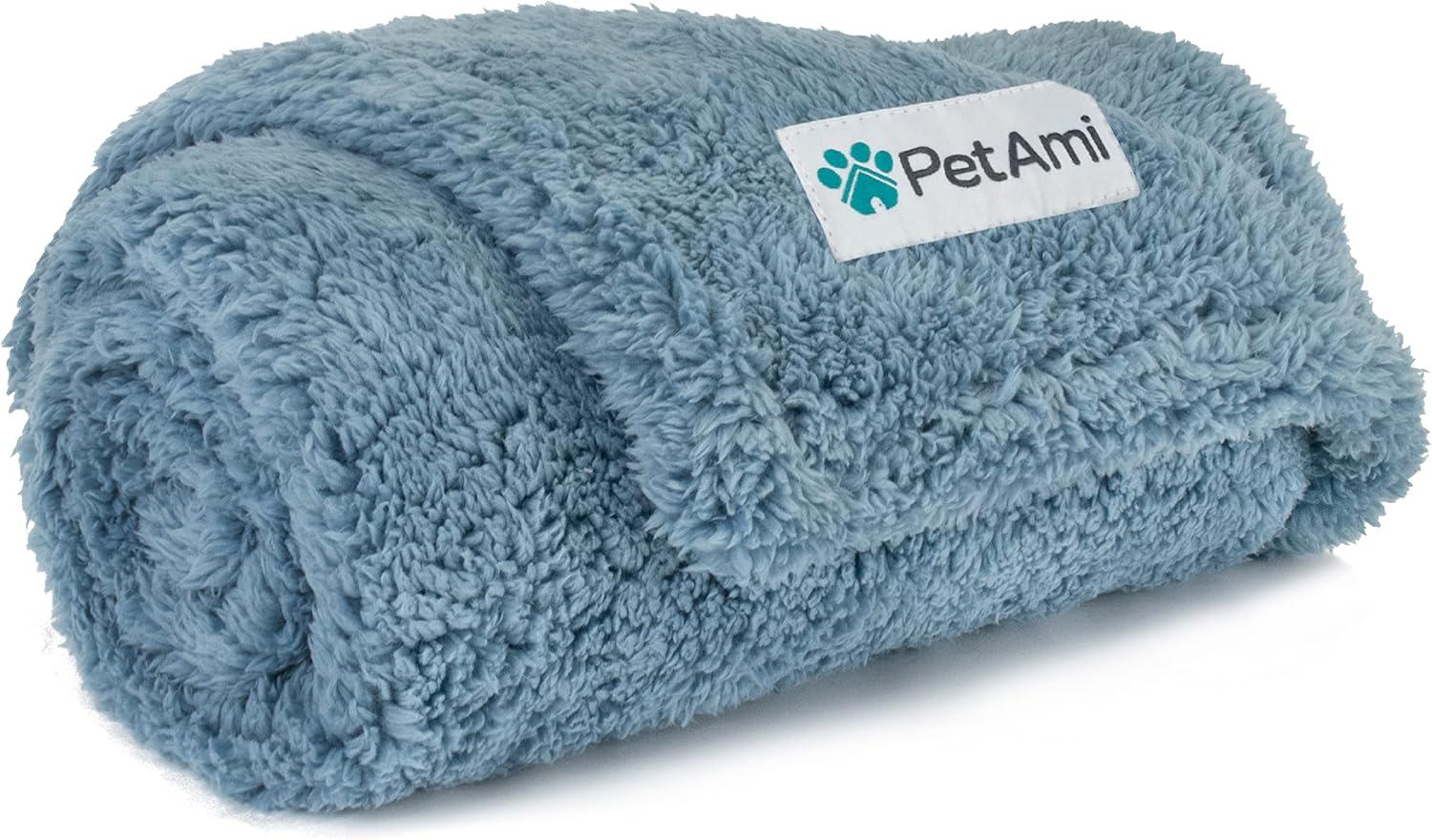 PetAmi Fluffy Waterproof Dog Blanket For Pet Cat Puppy, Soft Faux Shearling Throw Couch Cover, Plush Washable Reversible