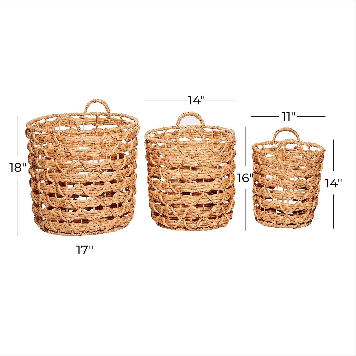 Coastal Seagrass Round Storage Baskets, Set of 3 - Tawny Brown