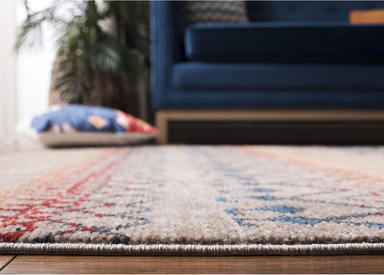 Farmhouse FMH822 Power Loomed Indoor Area Rug - Navy/Orange - 8'x10' - Safavieh