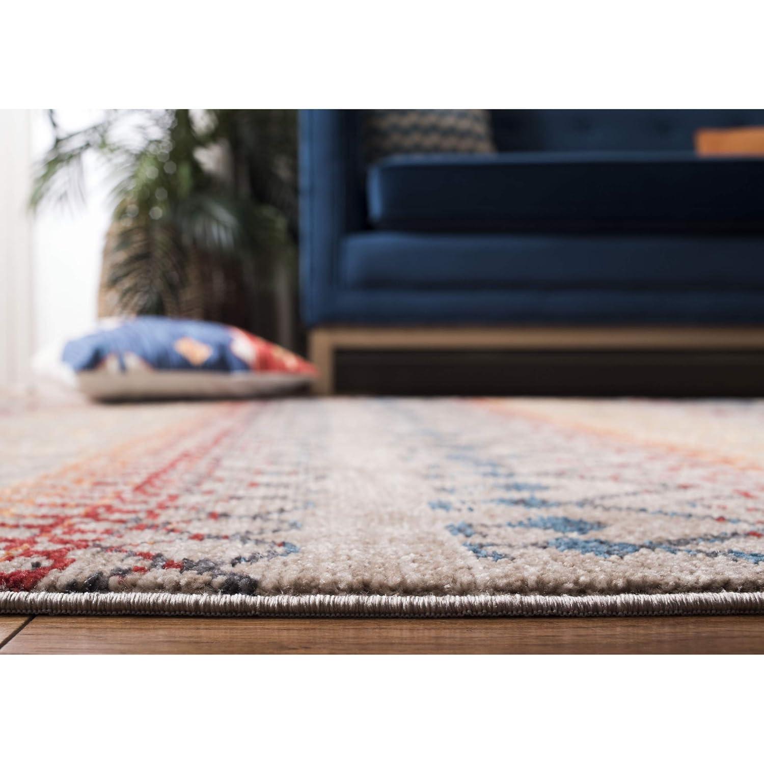 Farmhouse FMH822 Power Loomed Indoor Area Rug - Navy/Orange - 8'x10' - Safavieh