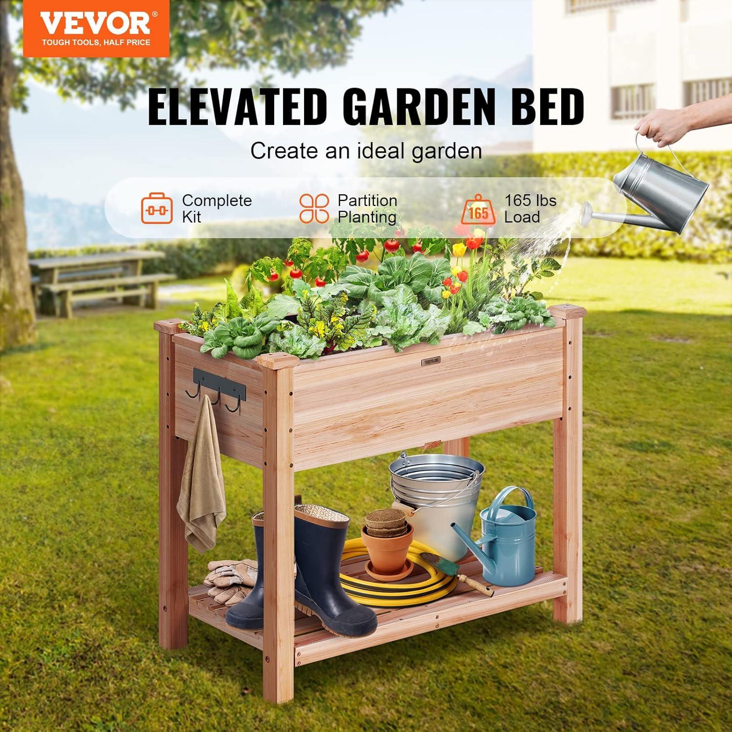 Vevor  33.9 x 18.1 x 30 in. Wooden Raised Garden Bed Planter Box, Burlywood