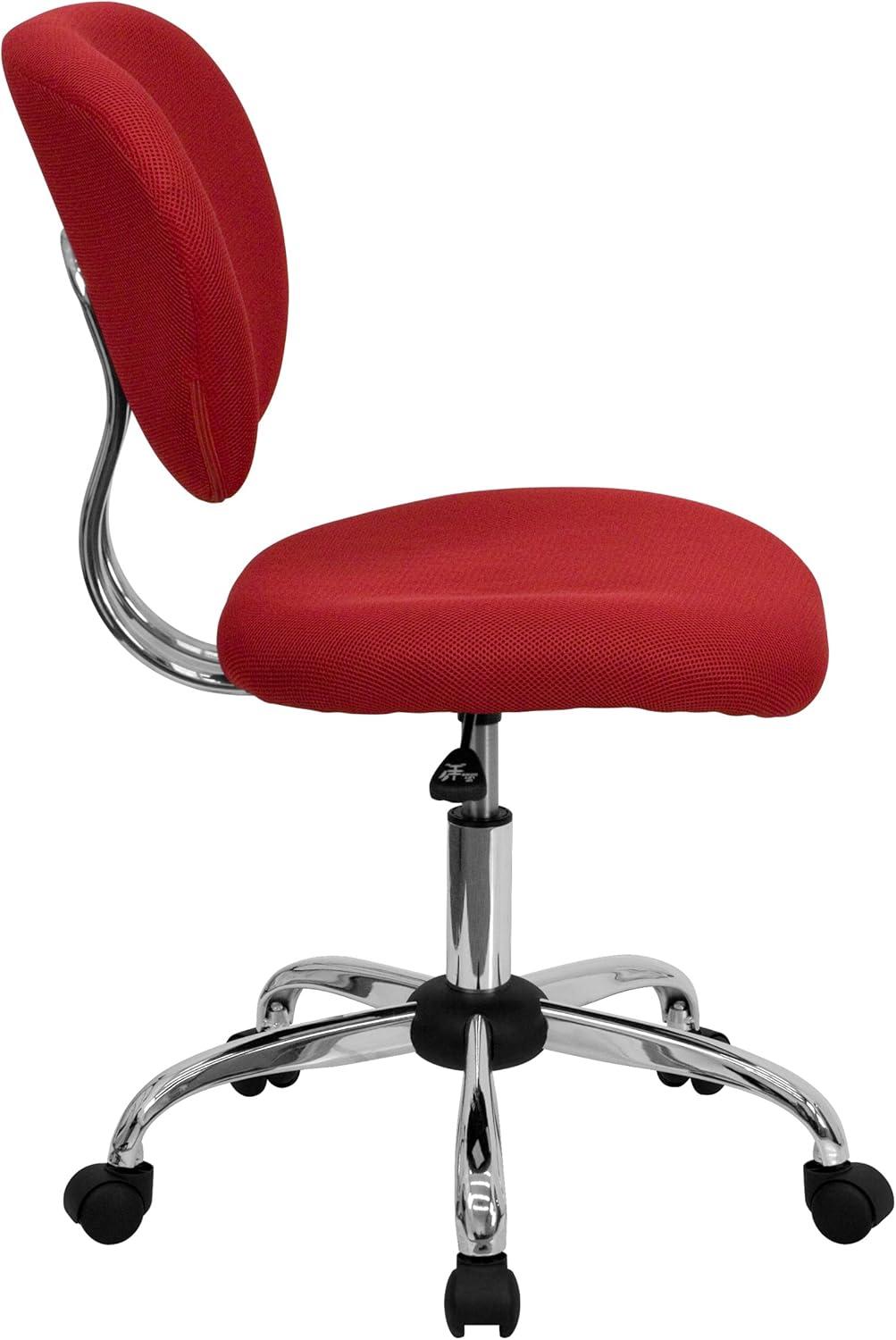 Flash Furniture Mid-Back Red Mesh Padded Swivel Task Office Chair with Chrome Base