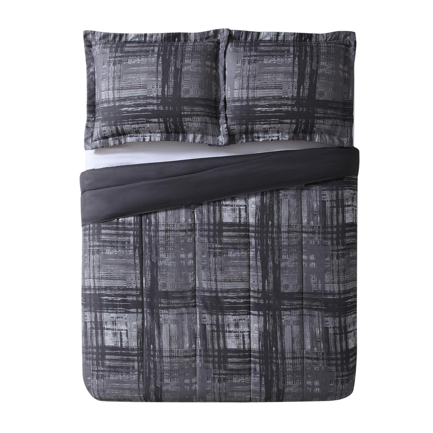 Style 212 Camden Modern & Contemporary Box Stitch Plaid Comforter Set