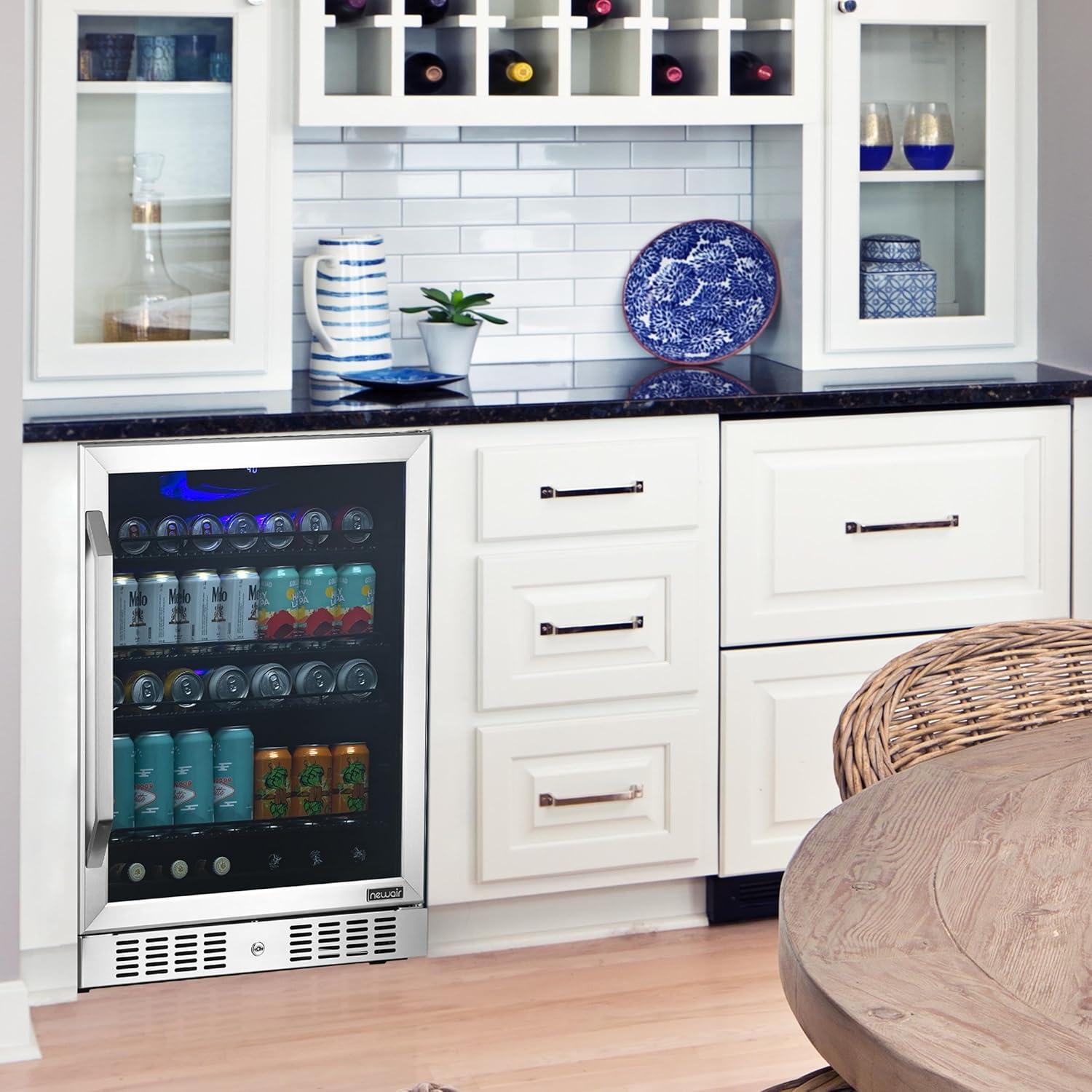 Newair 24" Stainless Steel Built-in Beverage Fridge with Digital Controls