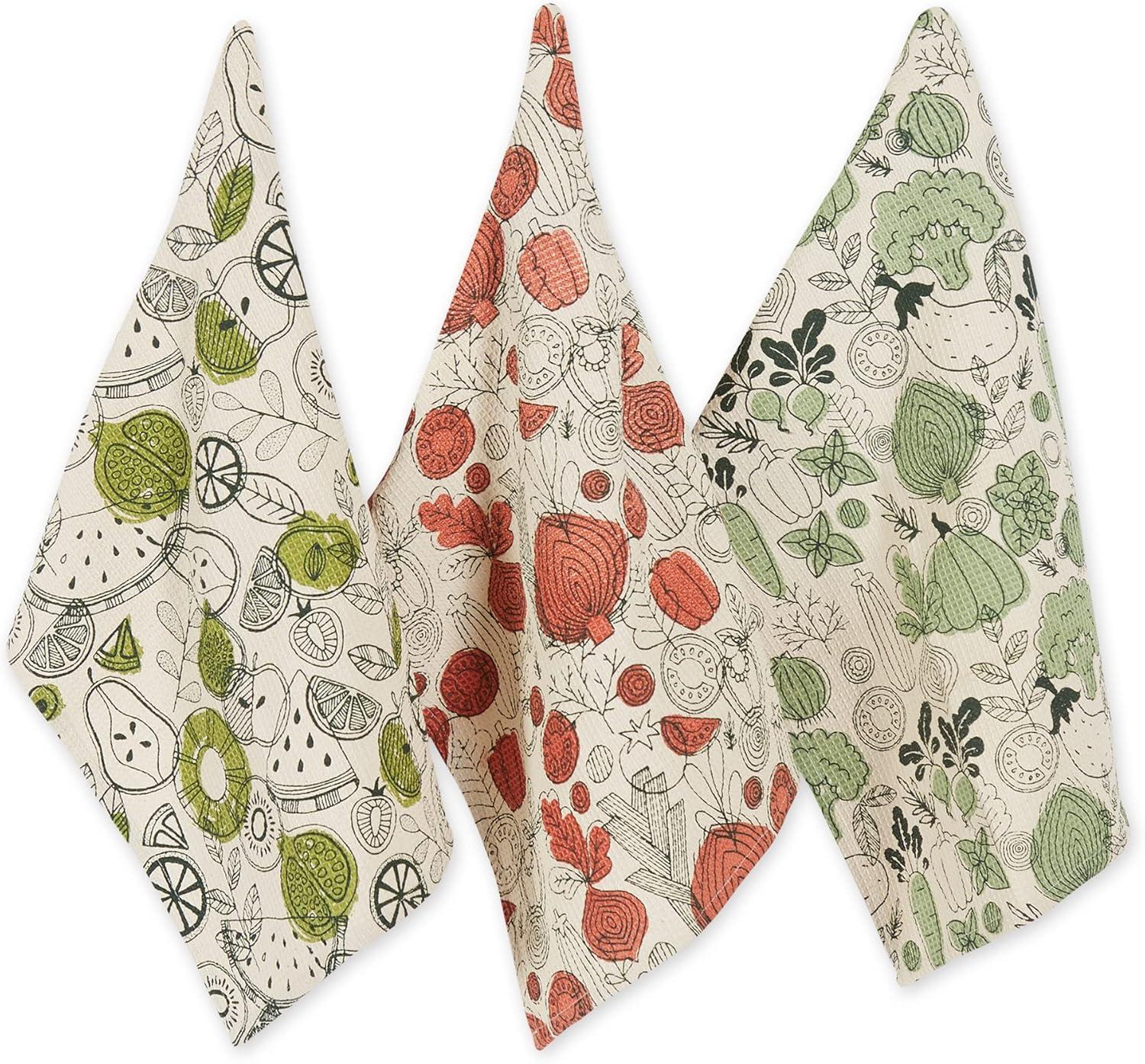 Fresh Produce Print Dishtowel & Dishcloth, Set of 6