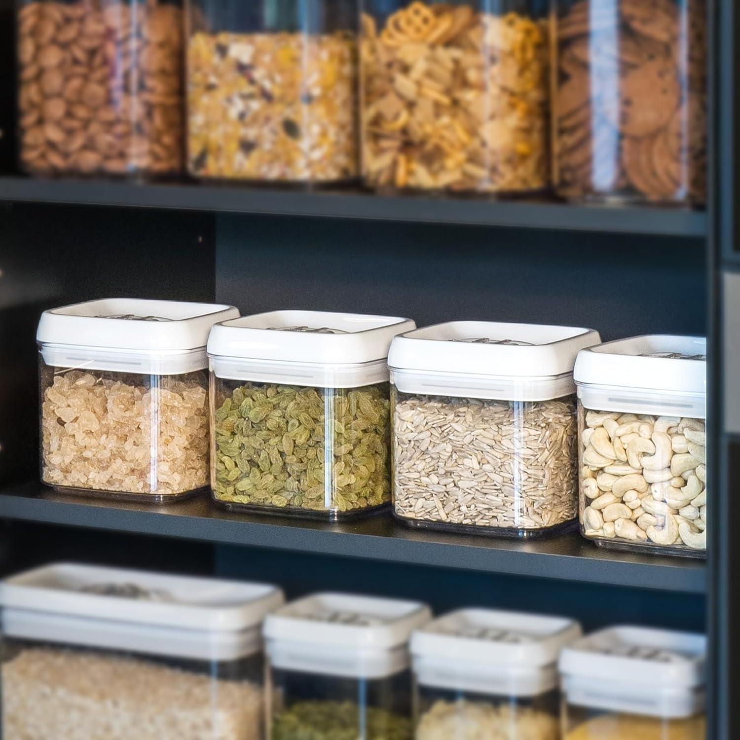 Felli Flip Tite Food Storage Container 5" LARGE Size Airtight Lid Lock Top, Stackable Kitchen Canister for Space Saving, Pantry Fridge Cupboard Organizer, Spice Seasoning Pet Treats Snack (1.1 qt)