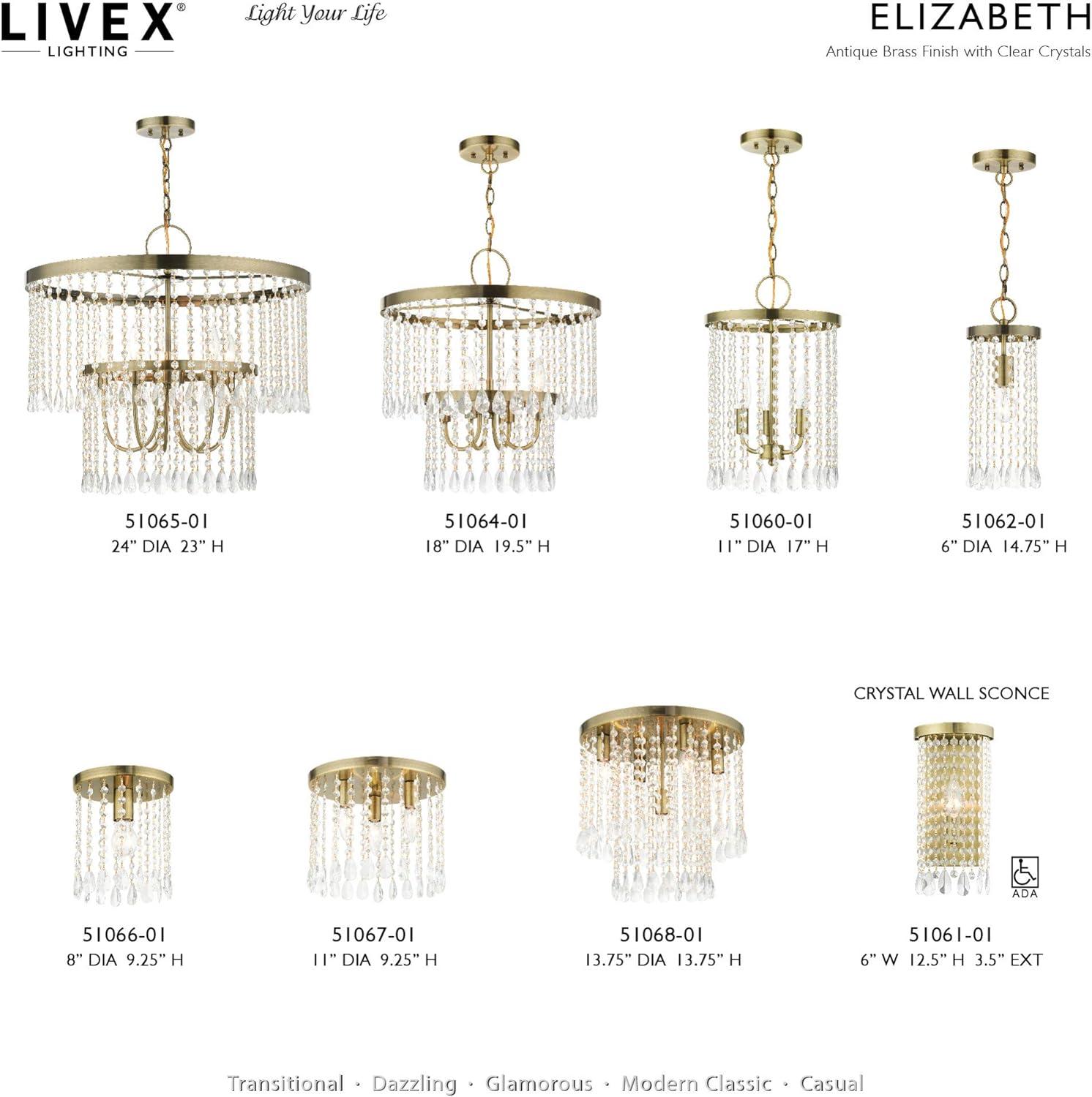 Elegant Elizabeth Crystal and Nickel 5-Light Chandelier