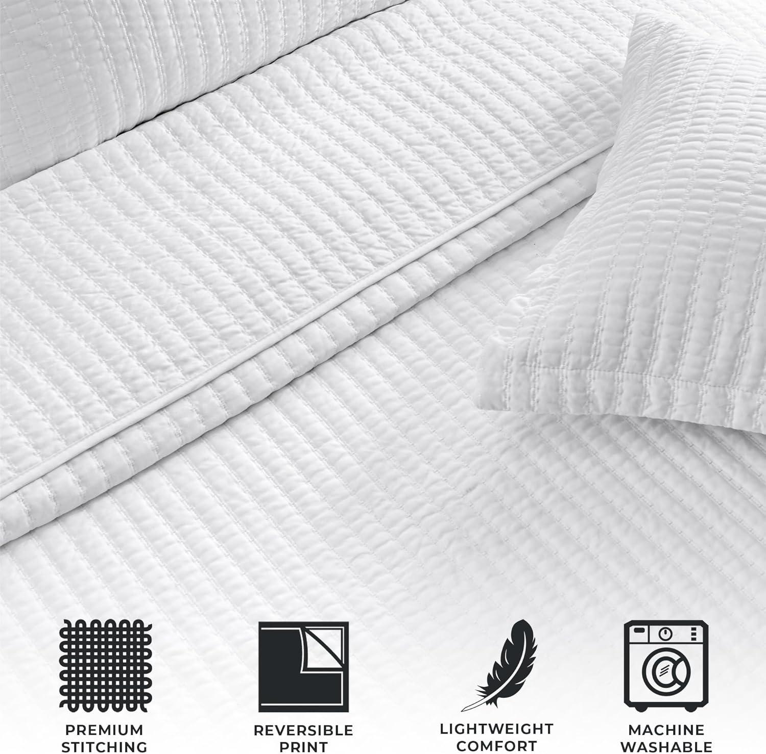 FreshFolds Modern & Contemporary Stripe Stitched Quilt Set with Shams