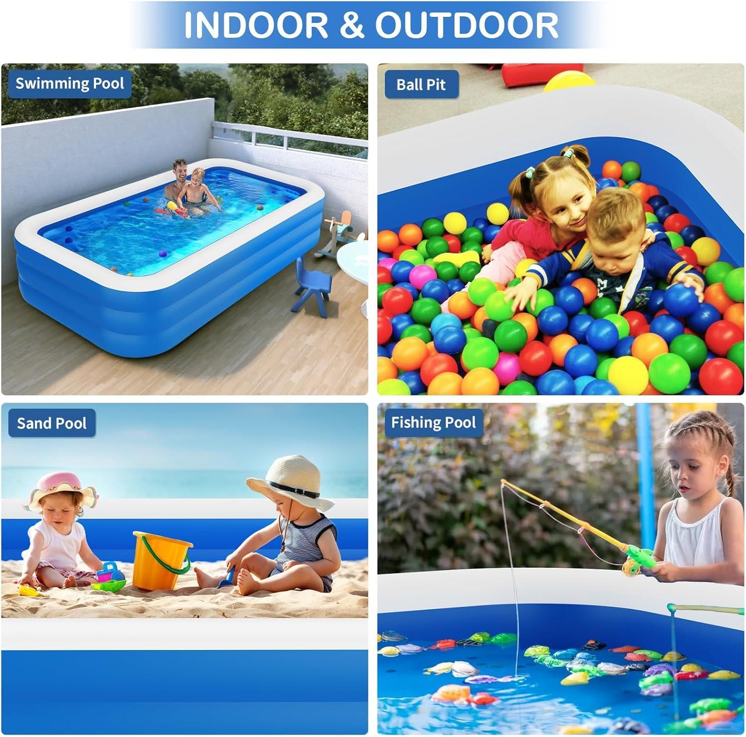 Large Blue and White Rectangular Inflatable Pool