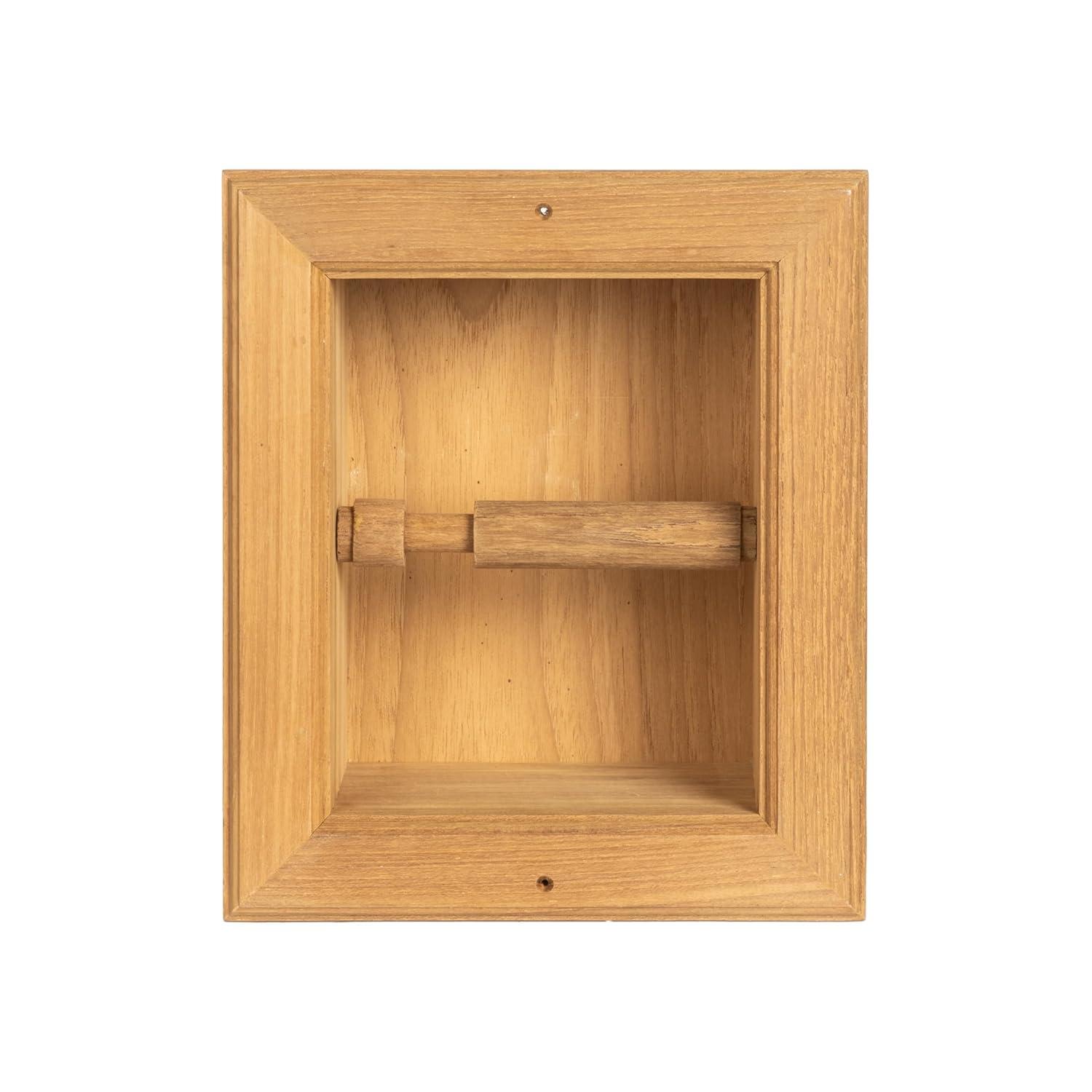 Teak Recessed Toilet Paper Holder - 8-3/4" L x 7-1/2" W x 4" D
