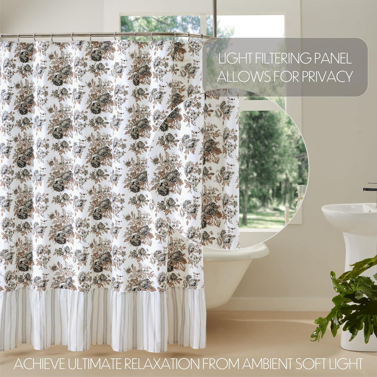 VHC Brands Annie Floral Cotton Floral Shower Curtain