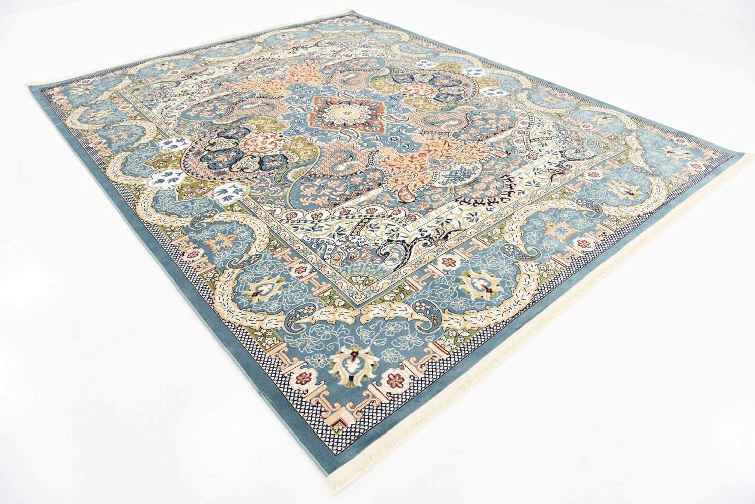 Unique Loom Glasgow Narenj Rug Blue/Black 8' x 10' Rectangle Floral Traditional Perfect For Living Room Bed Room Dining Room Office