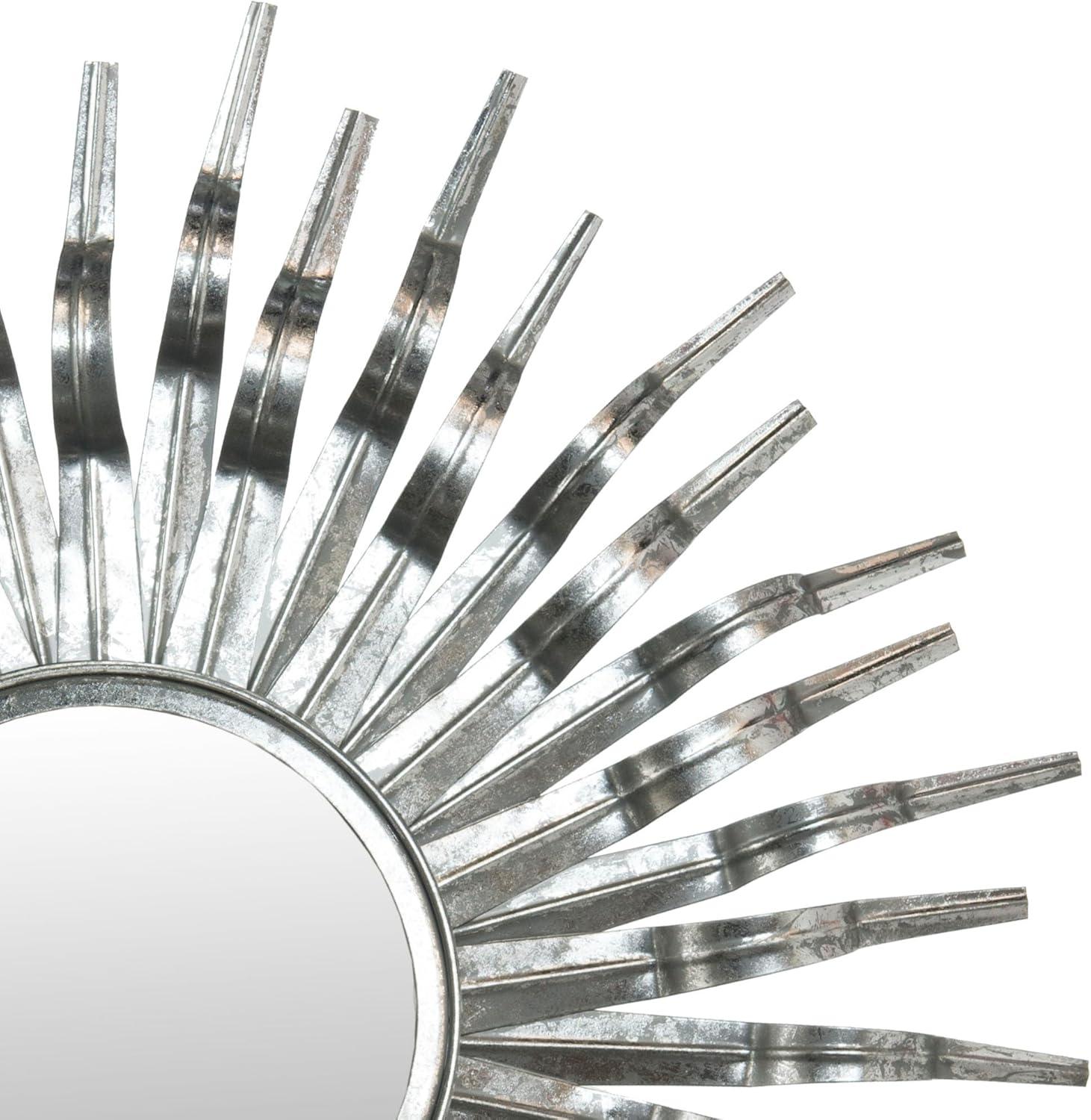 SAFAVIEH Round Metallic Sunburst Wall Mirror, Silver