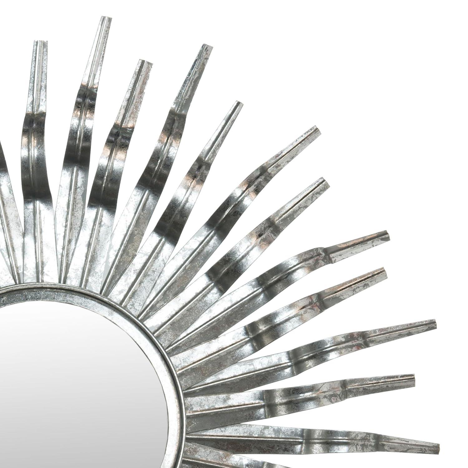 SAFAVIEH Round Metallic Sunburst Wall Mirror, Silver