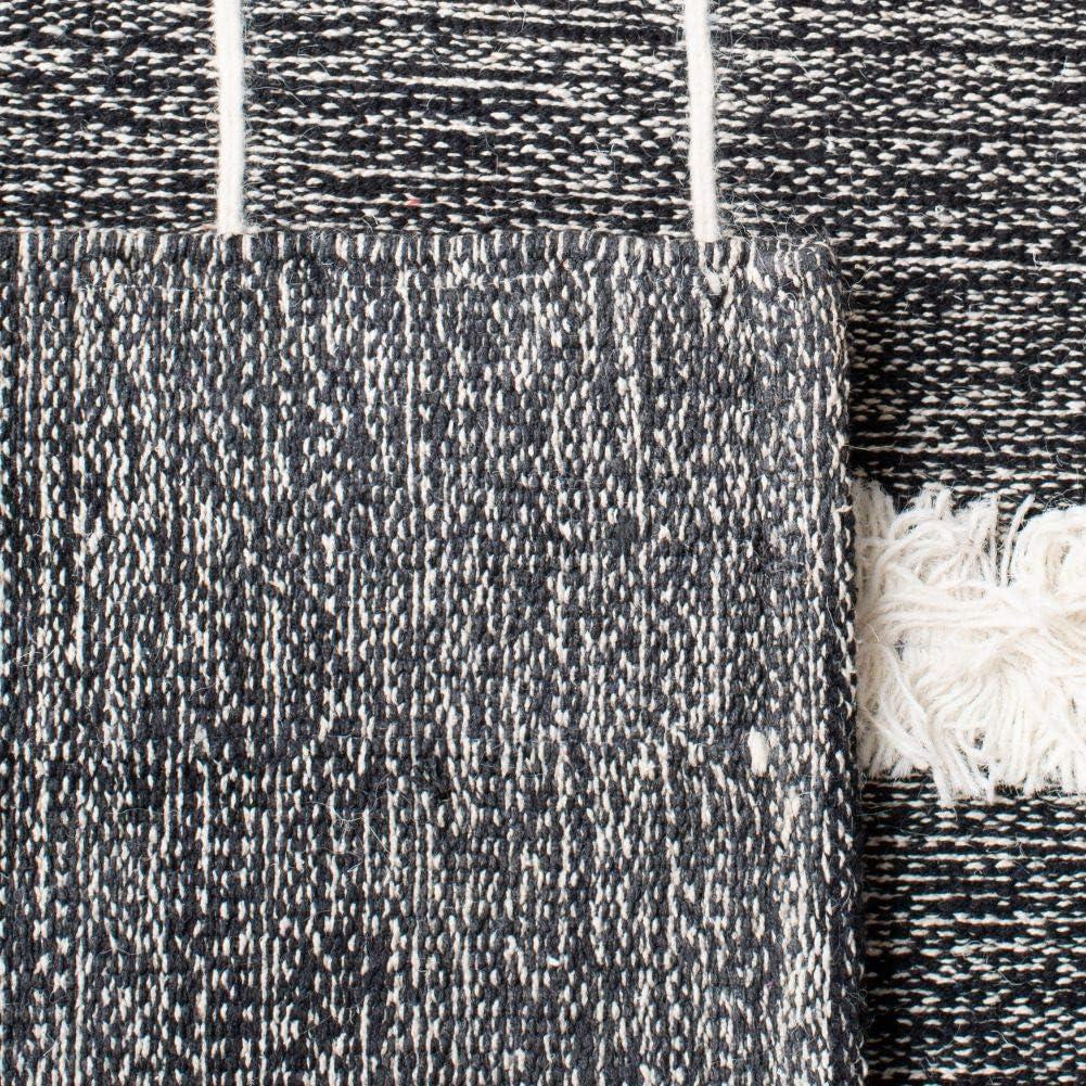Striped Kilim STK508 Hand Woven Area Rug - Black/Ivory - 8'x10' - Safavieh.