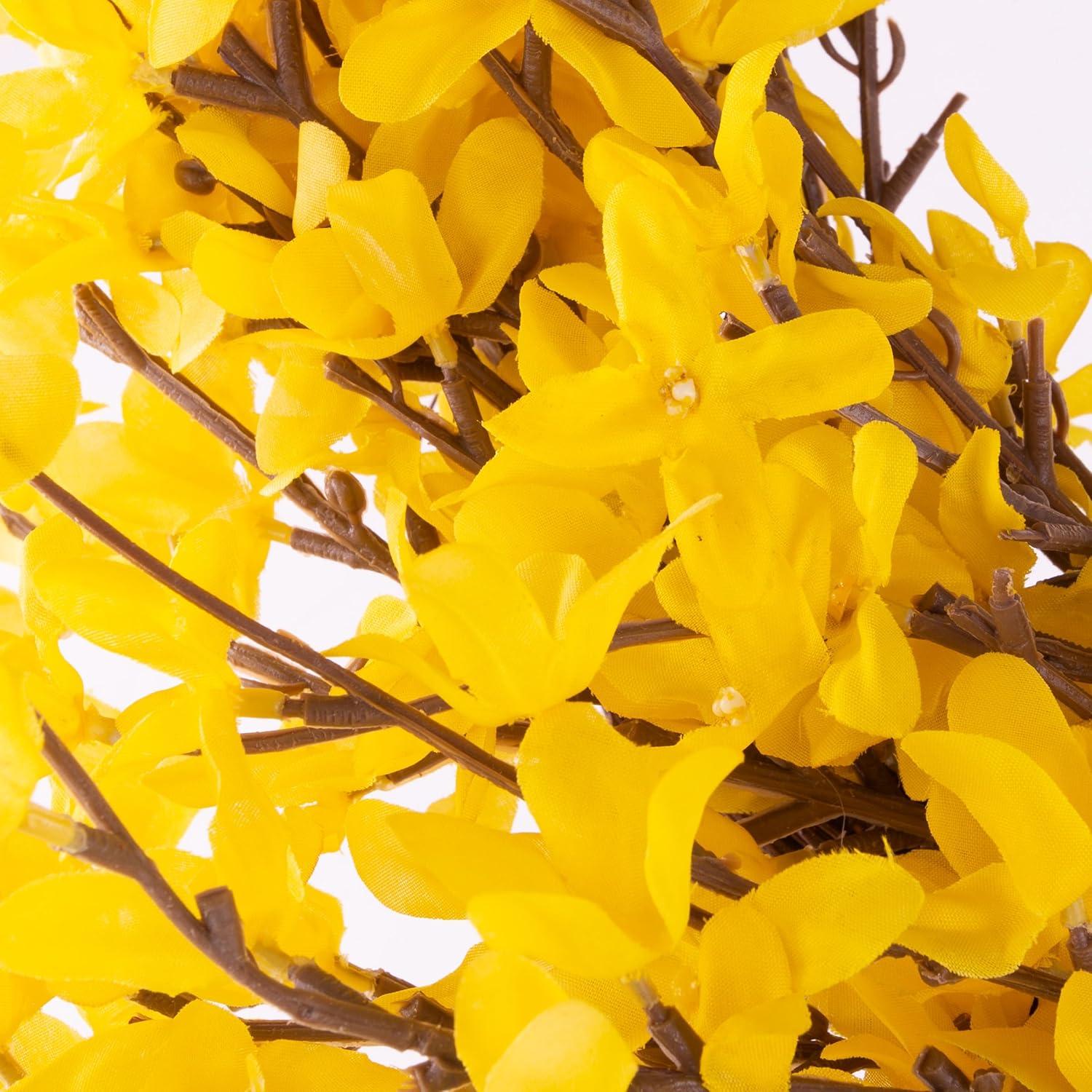 Pure Garden Set of Two 24-Inch Artificial Forsythia Wreaths for Home Decor