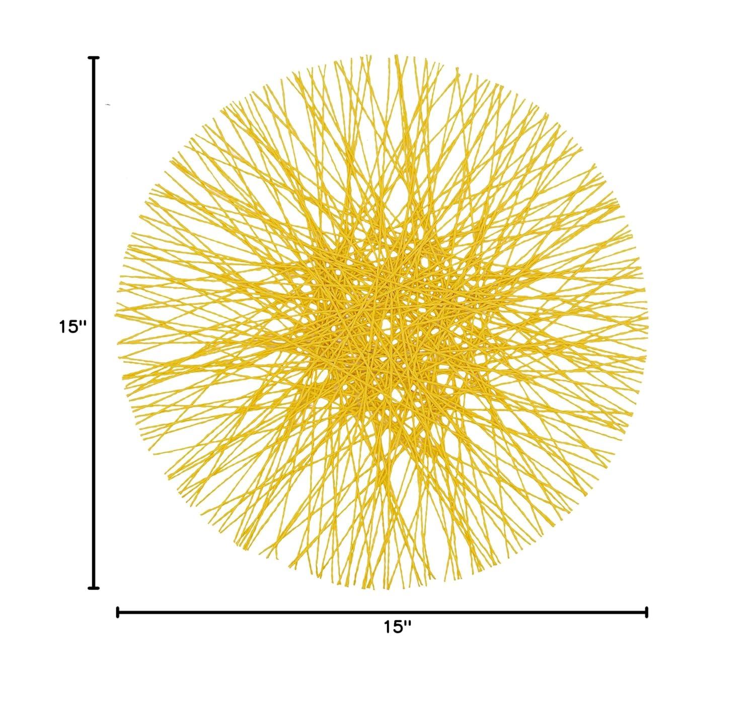 Saro Lifestyle Straw Placemat, 15" Round (Set of 4), Yellow, 15" Round