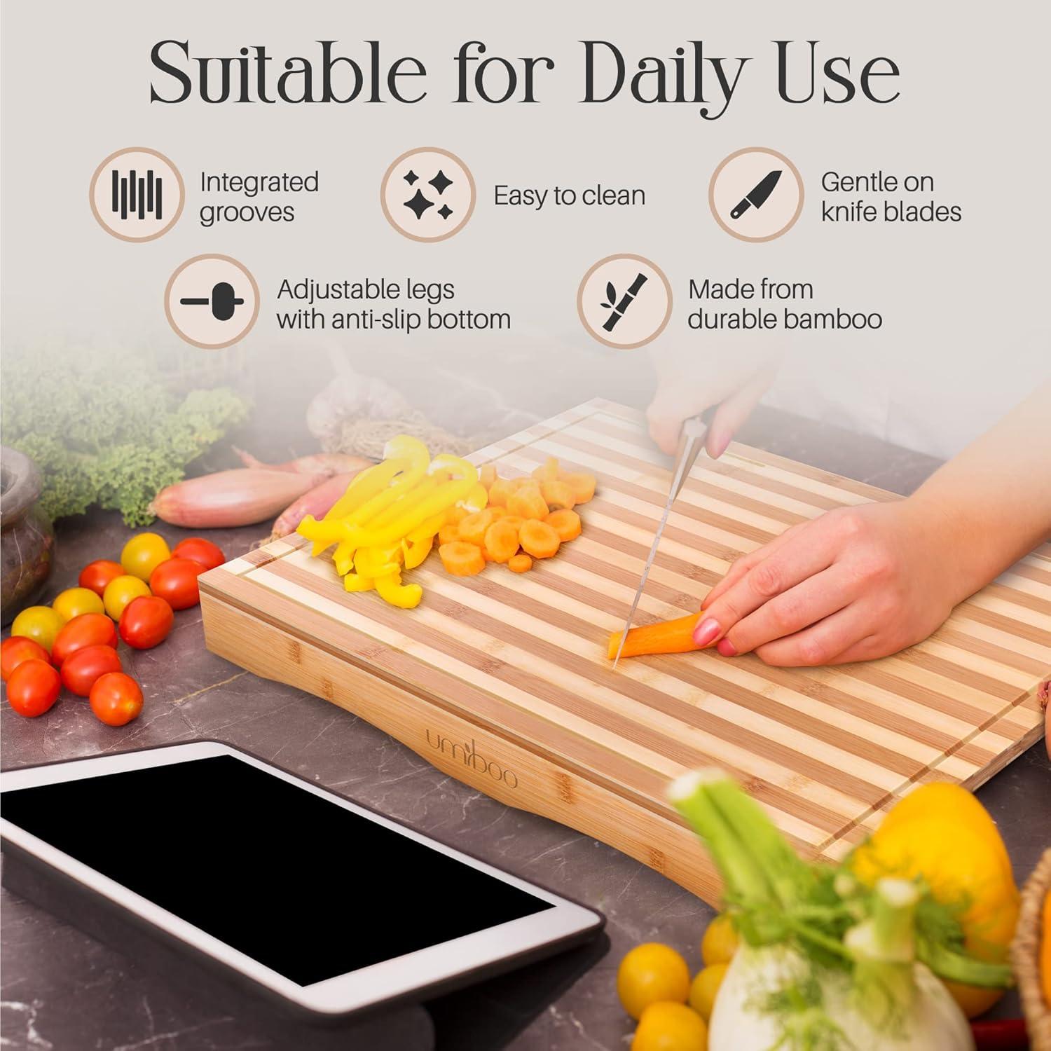 Adjustable Bamboo Rectangular Stove Top Cover and Cutting Board