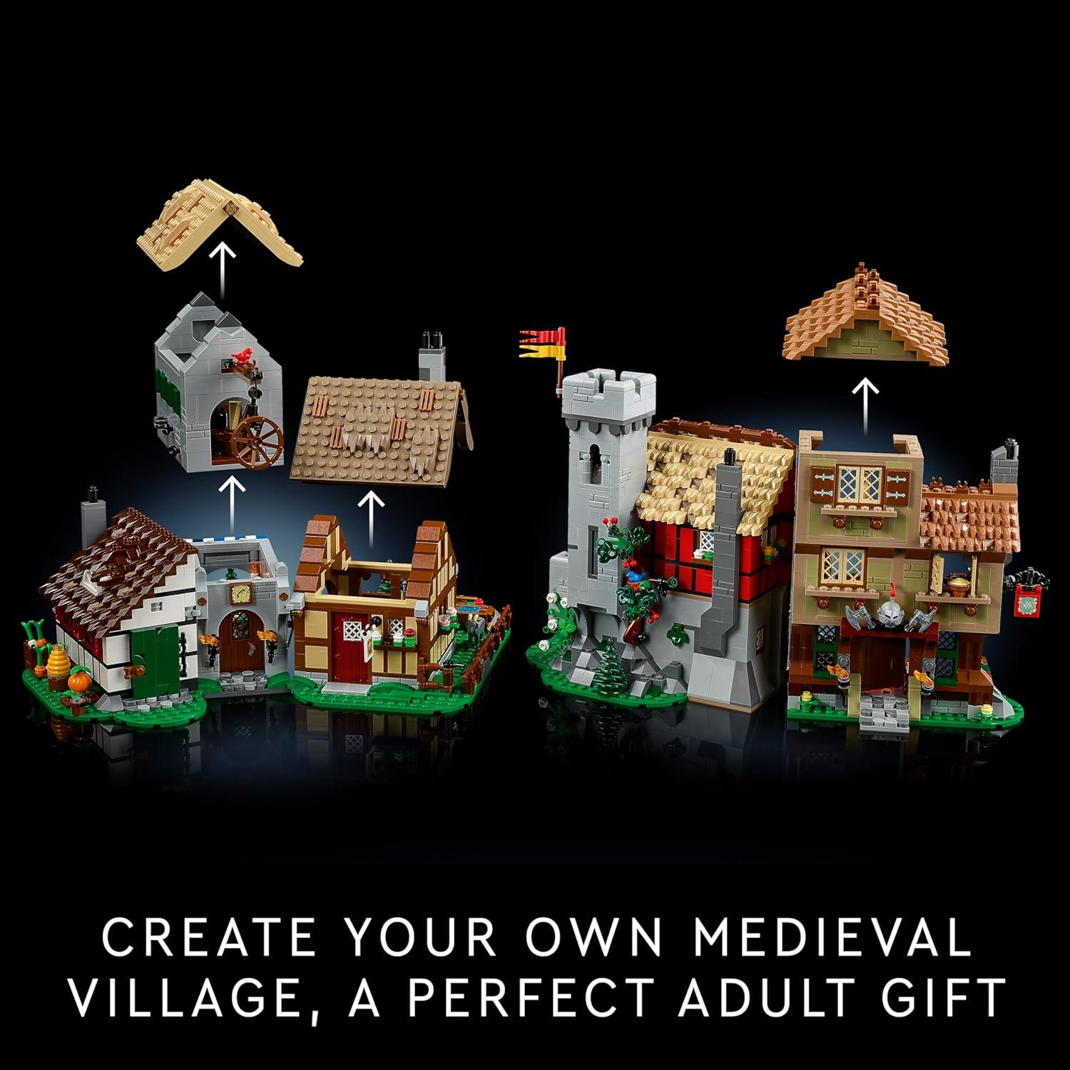 LEGO Icons Medieval Town Square Build and Display Castle Set 10332