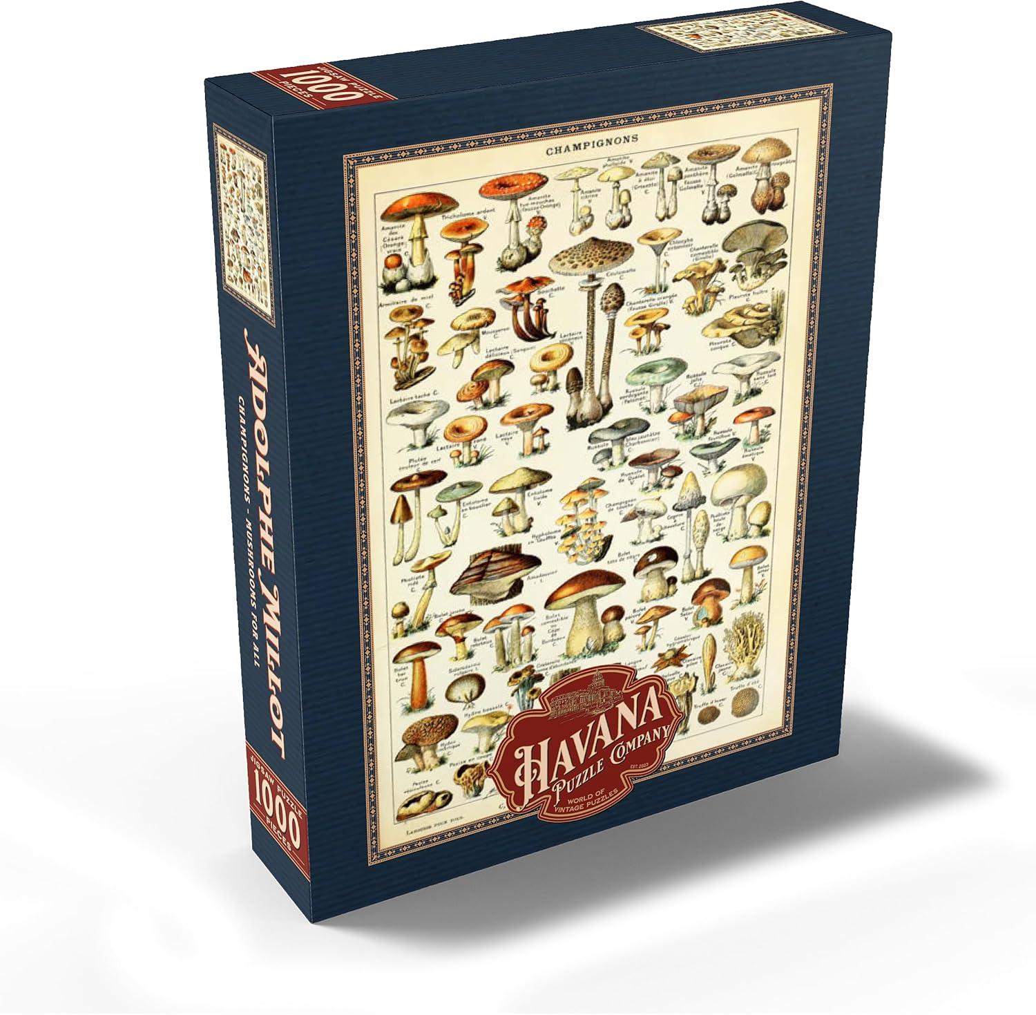 MyPuzzle - Champignons - Mushrooms For All, Vintage Art Poster, Adolphe Millot - Premium 1000 Piece Jigsaw Puzzle for Adults