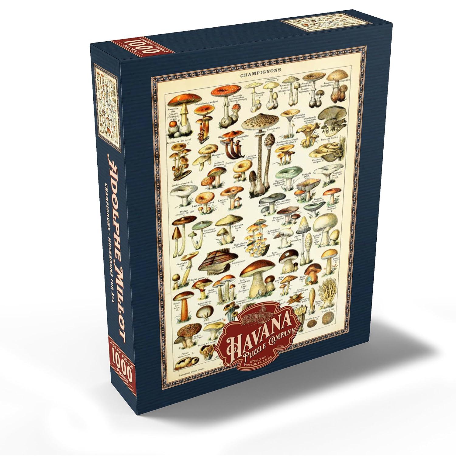 MyPuzzle - Champignons - Mushrooms For All, Vintage Art Poster, Adolphe Millot - Premium 1000 Piece Jigsaw Puzzle for Adults