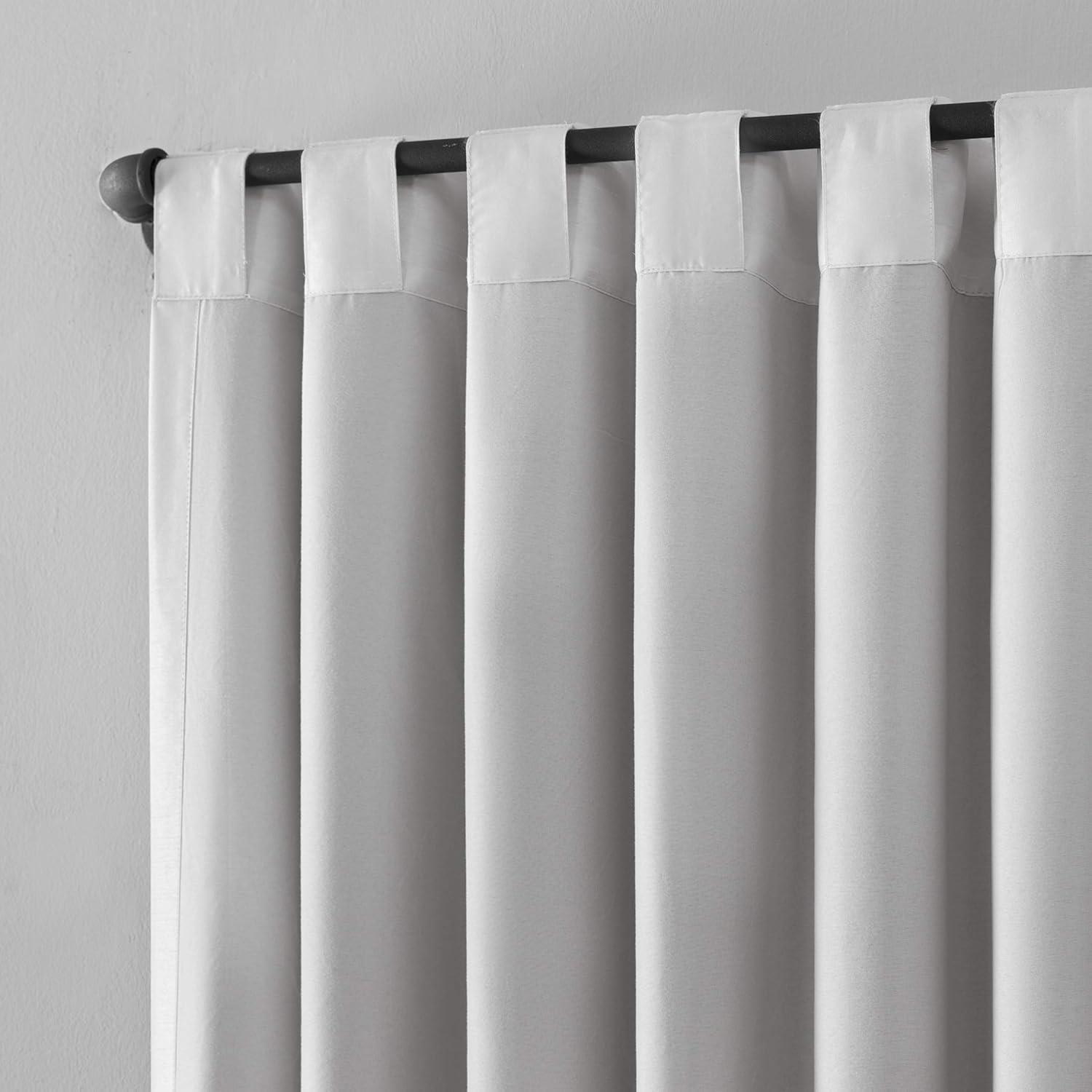 Sun Zero Evelina Faux Dupioni Silk Thermal Extreme 100% Blackout Back Tab Curtain Panel,50" x 95", Pearl White