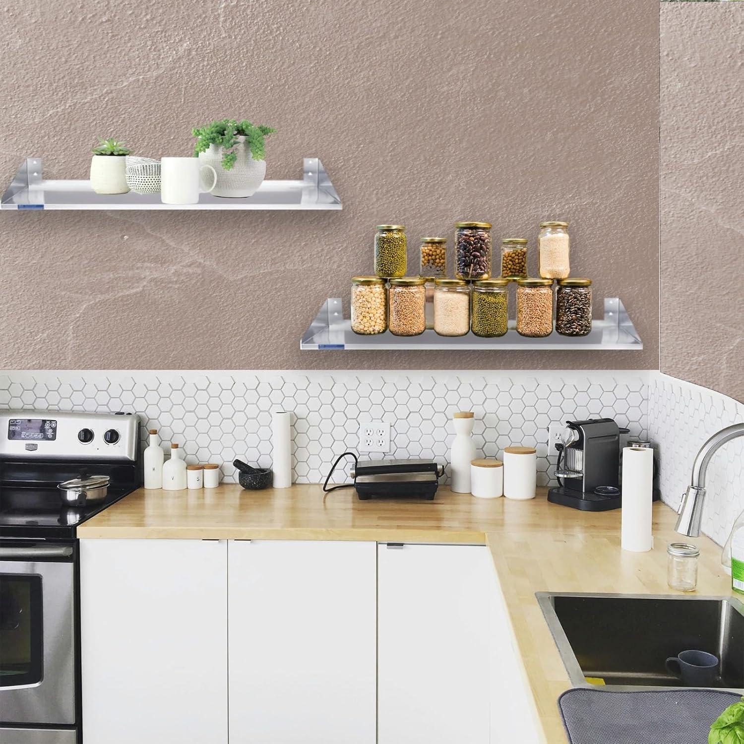 24" Stainless Steel Wall Shelf with Side Guards
