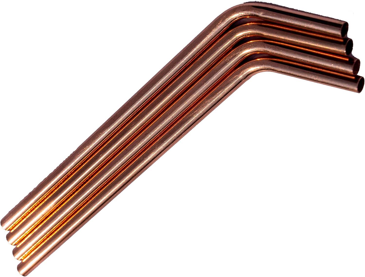 Set of 4 - Bent Pure Copper Drinking Straws in Black Velvet Bag with Cleaning Brush. Part of the 1897 Collection from Cuyahoga Copper