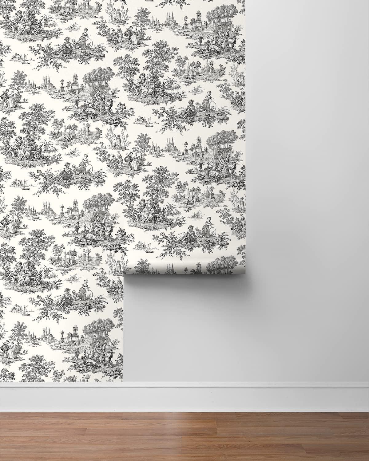 NextWall Inkwell Chateau Toile Peel and Stick Wallpaper